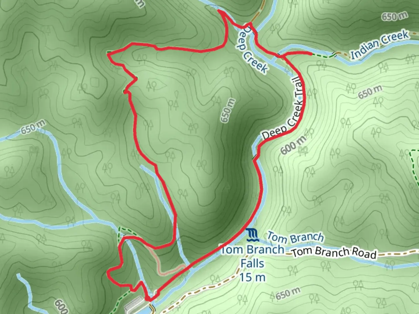 An image depicting the trail Deep Creek Horse Loop Trail and its surrounding area.