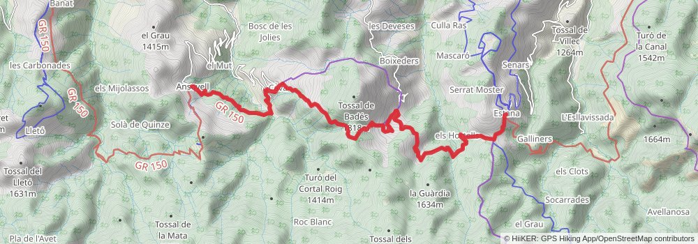 GR 3 Central Path of Catalonia stage 19 Map