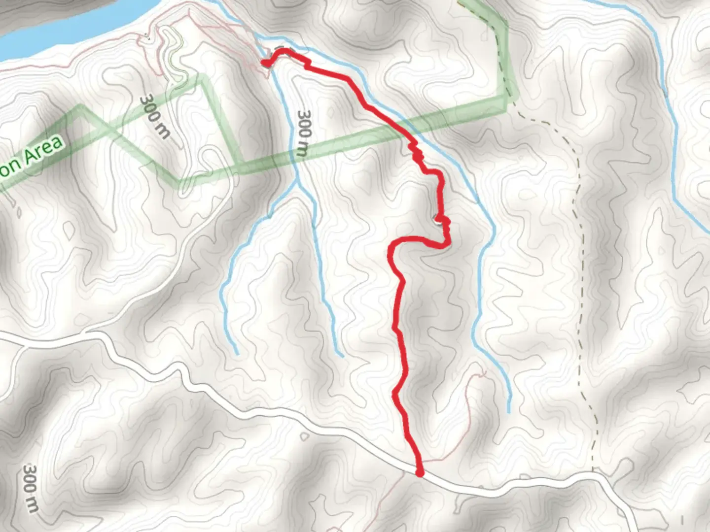 An image depicting the trail Yahoo Creek and its surrounding area.