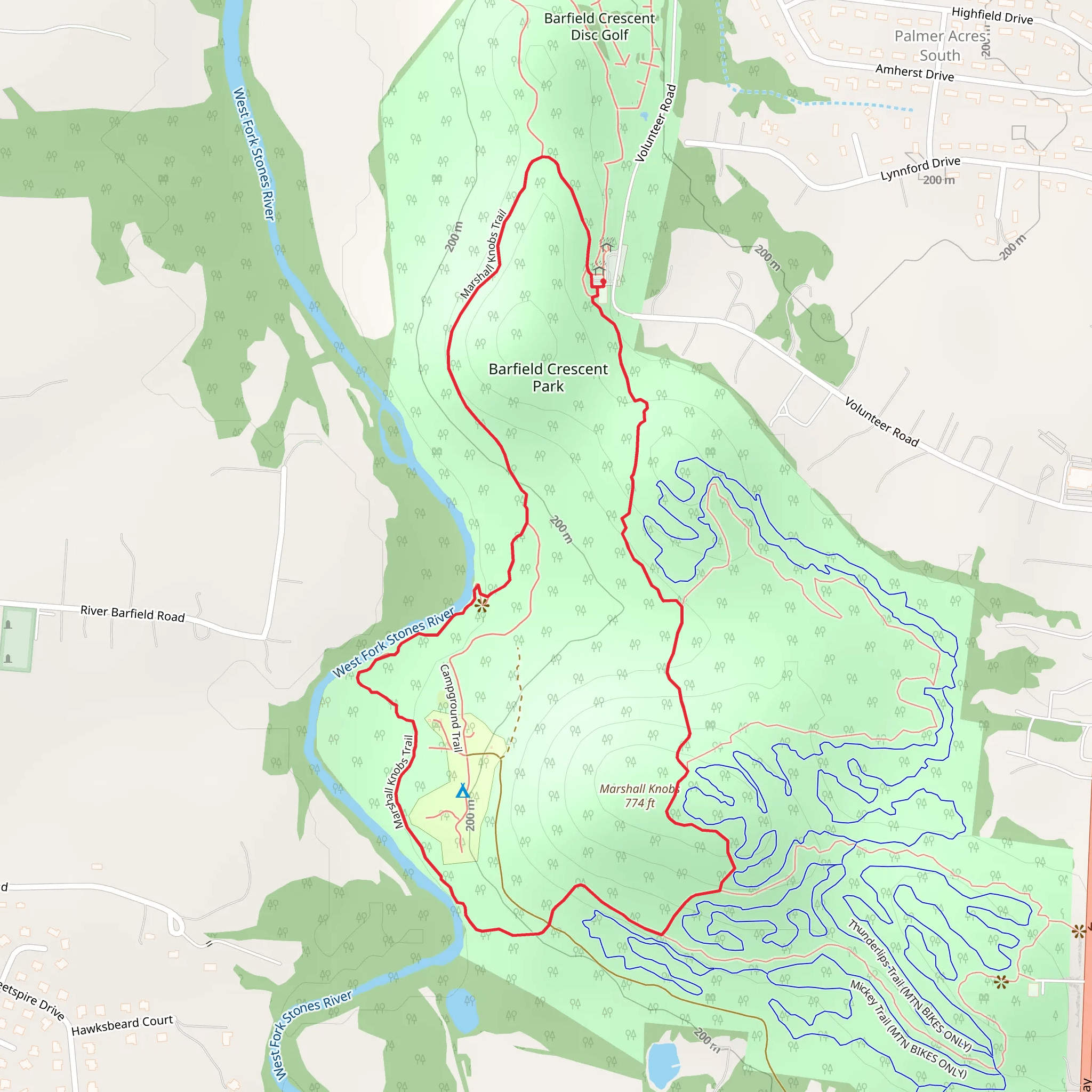 Marshall Knobs Loop Trail mobile static map