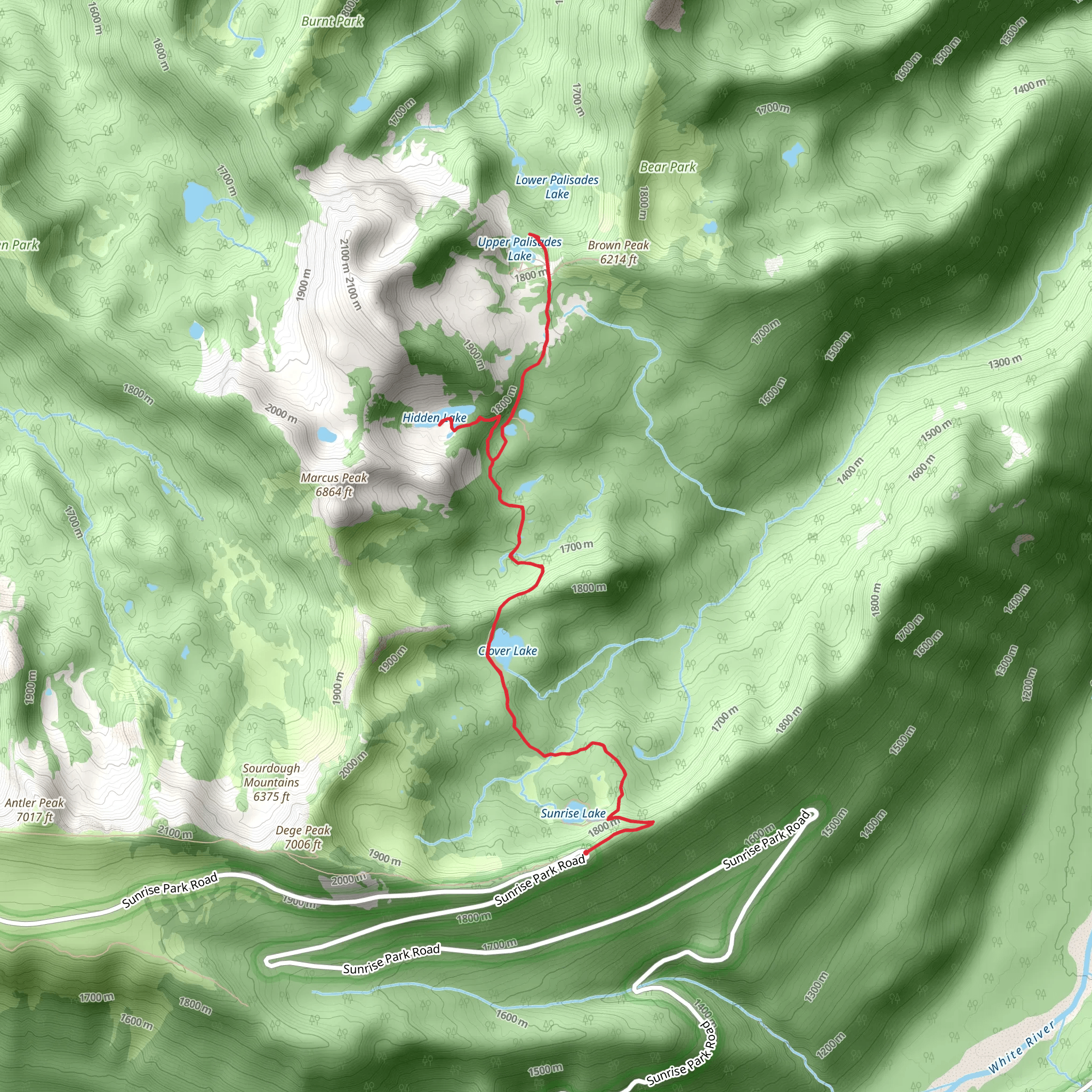 Palisades Lakes Trail mobile static map