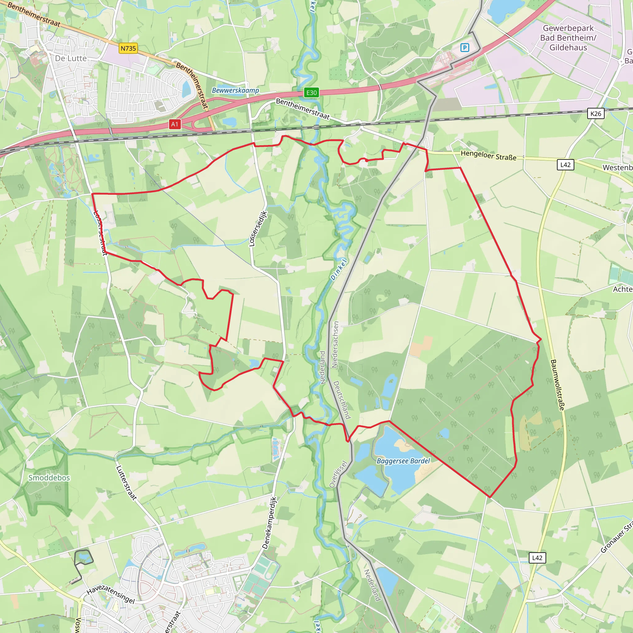 Baggersee Bardel via Hengelerheurne Weg mobile static map