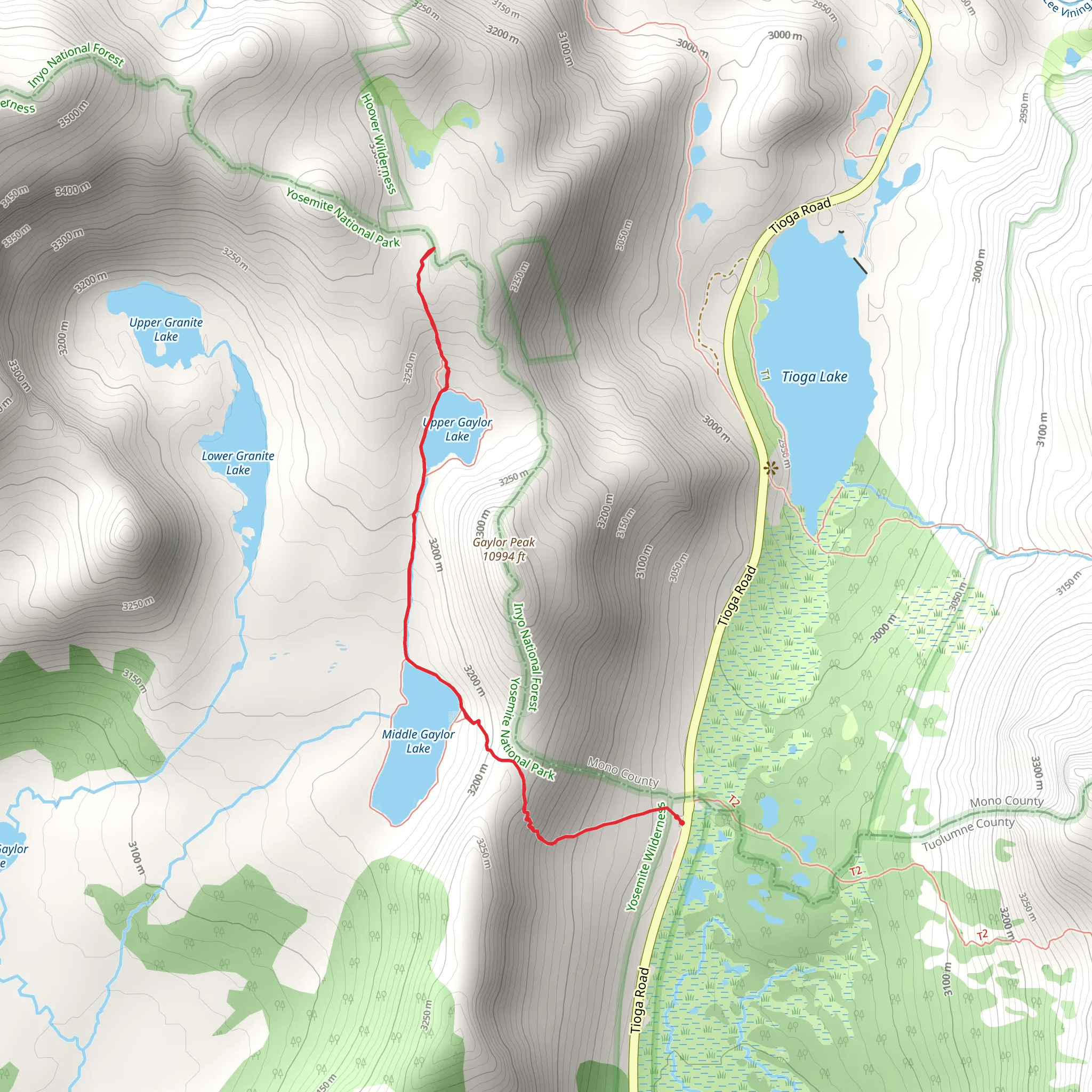 Gaylor Lakes Trail mobile static map