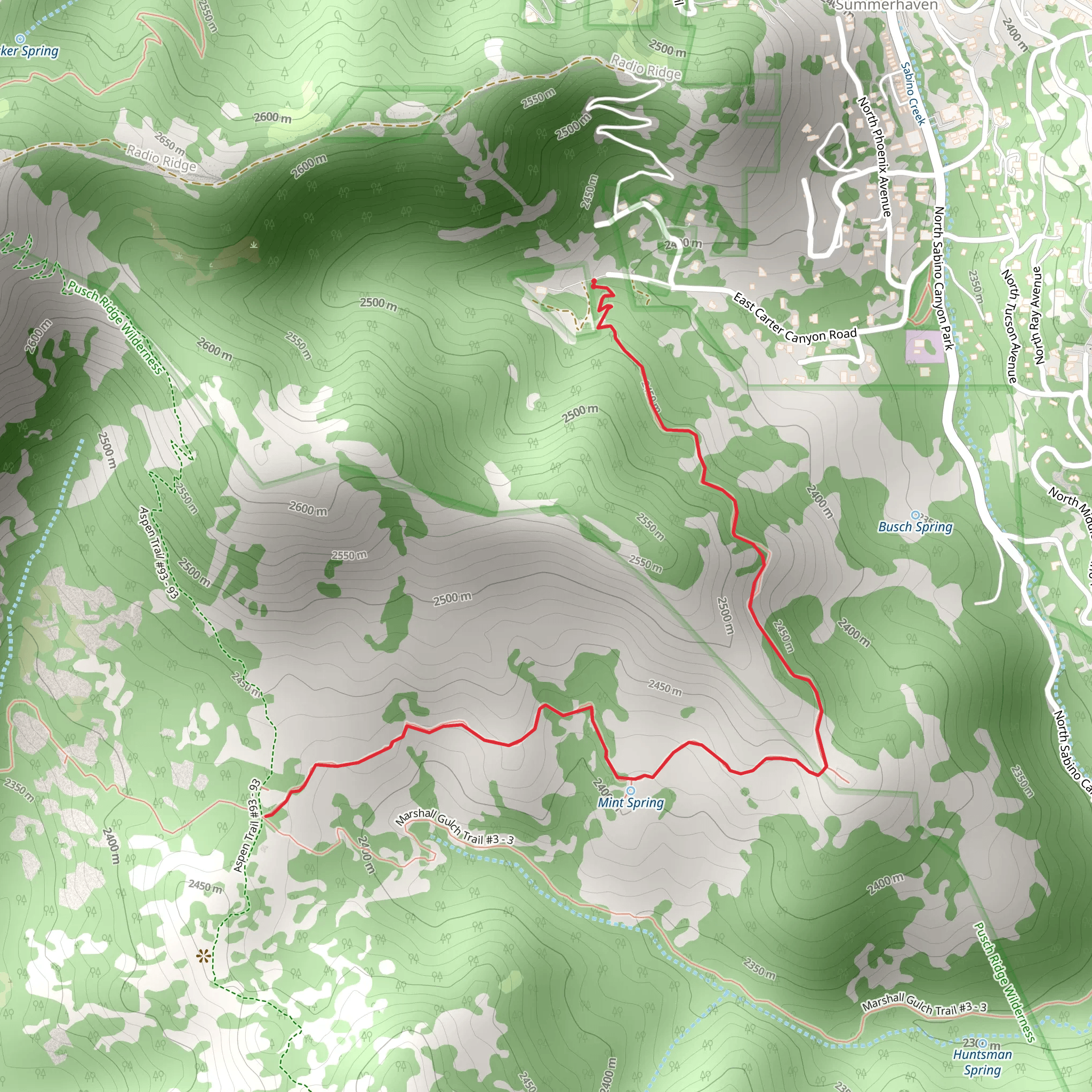 Mint Springs Trail mobile static map