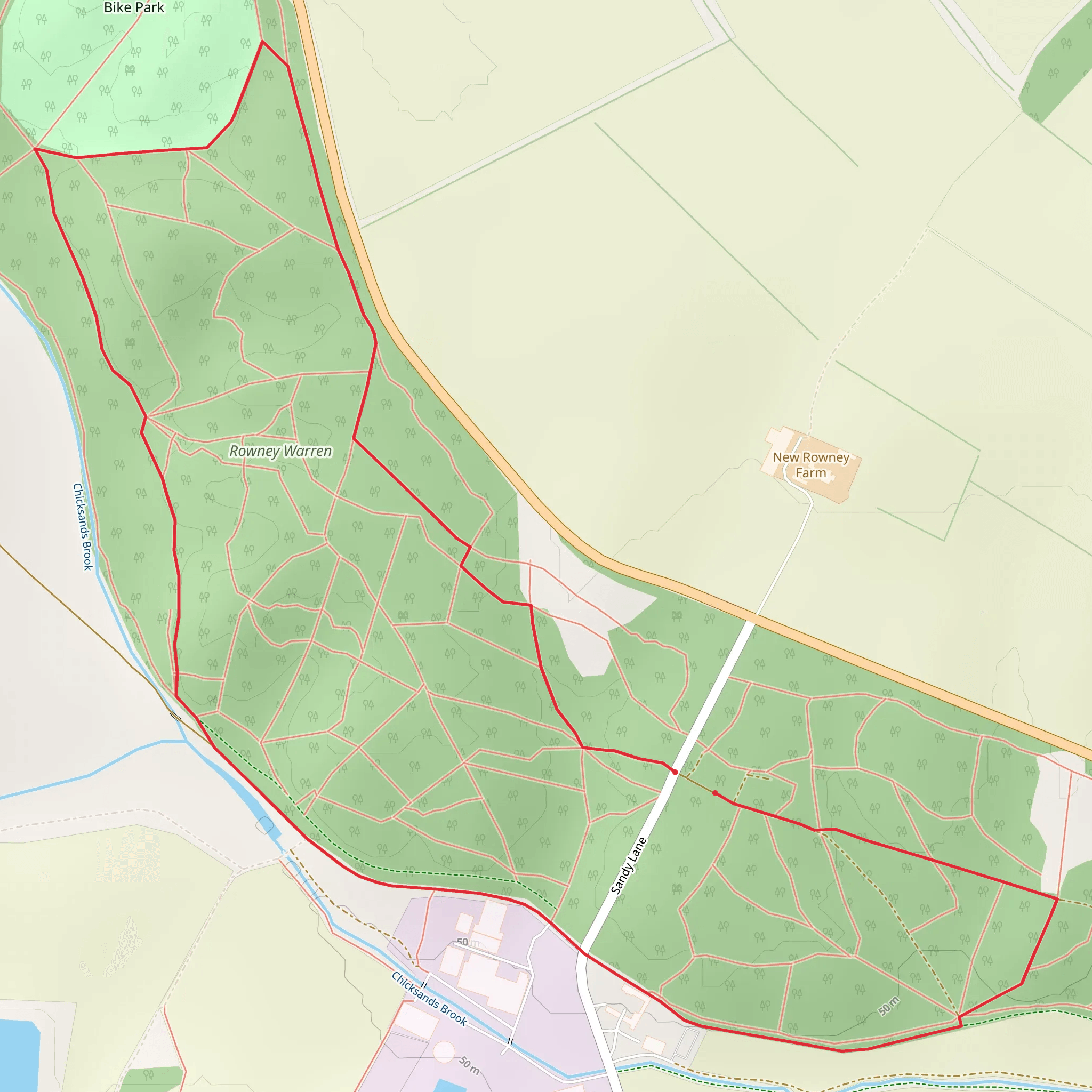 Rowney Warren Wood Loop mobile static map