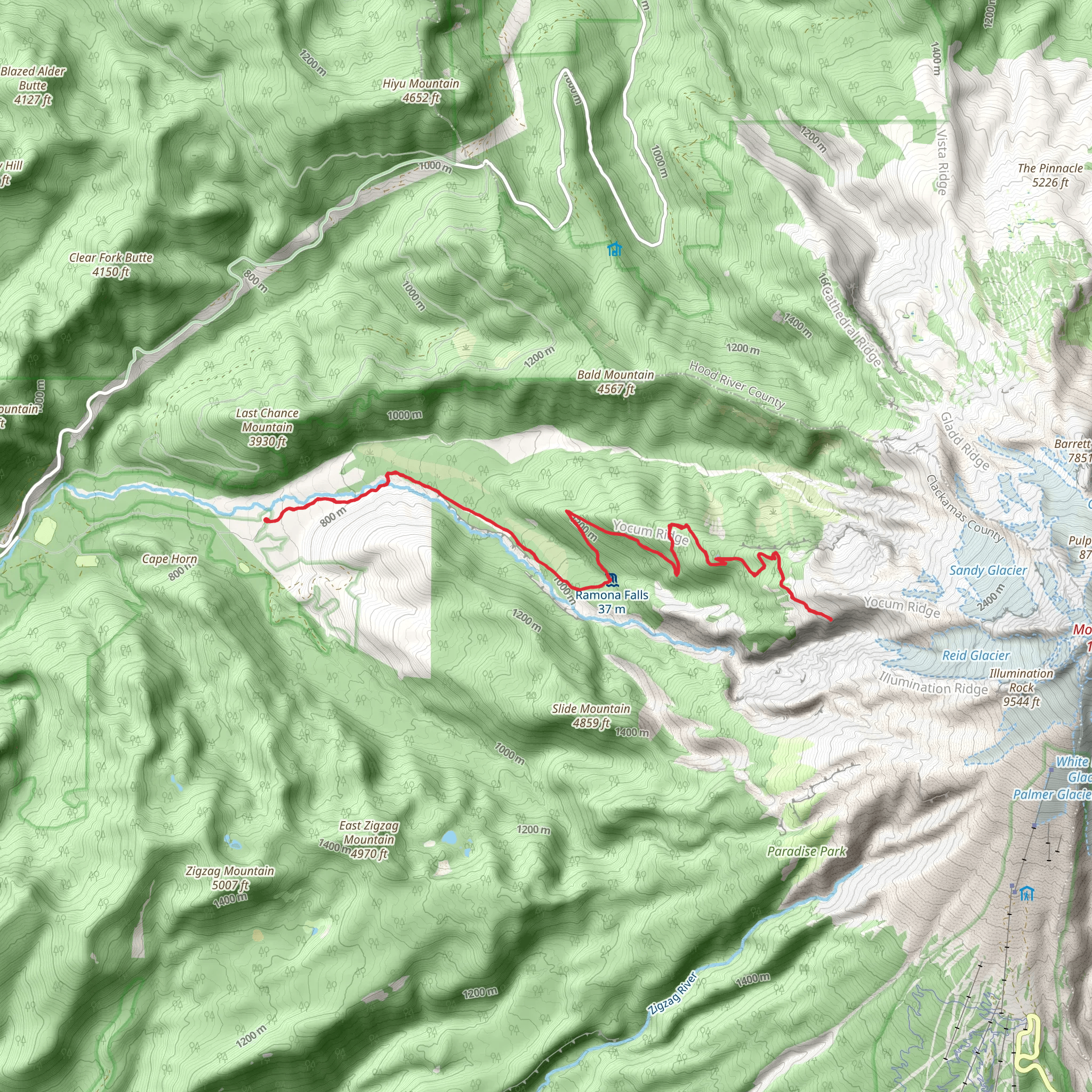 Yocum Ridge via Sandy River Trail mobile static map