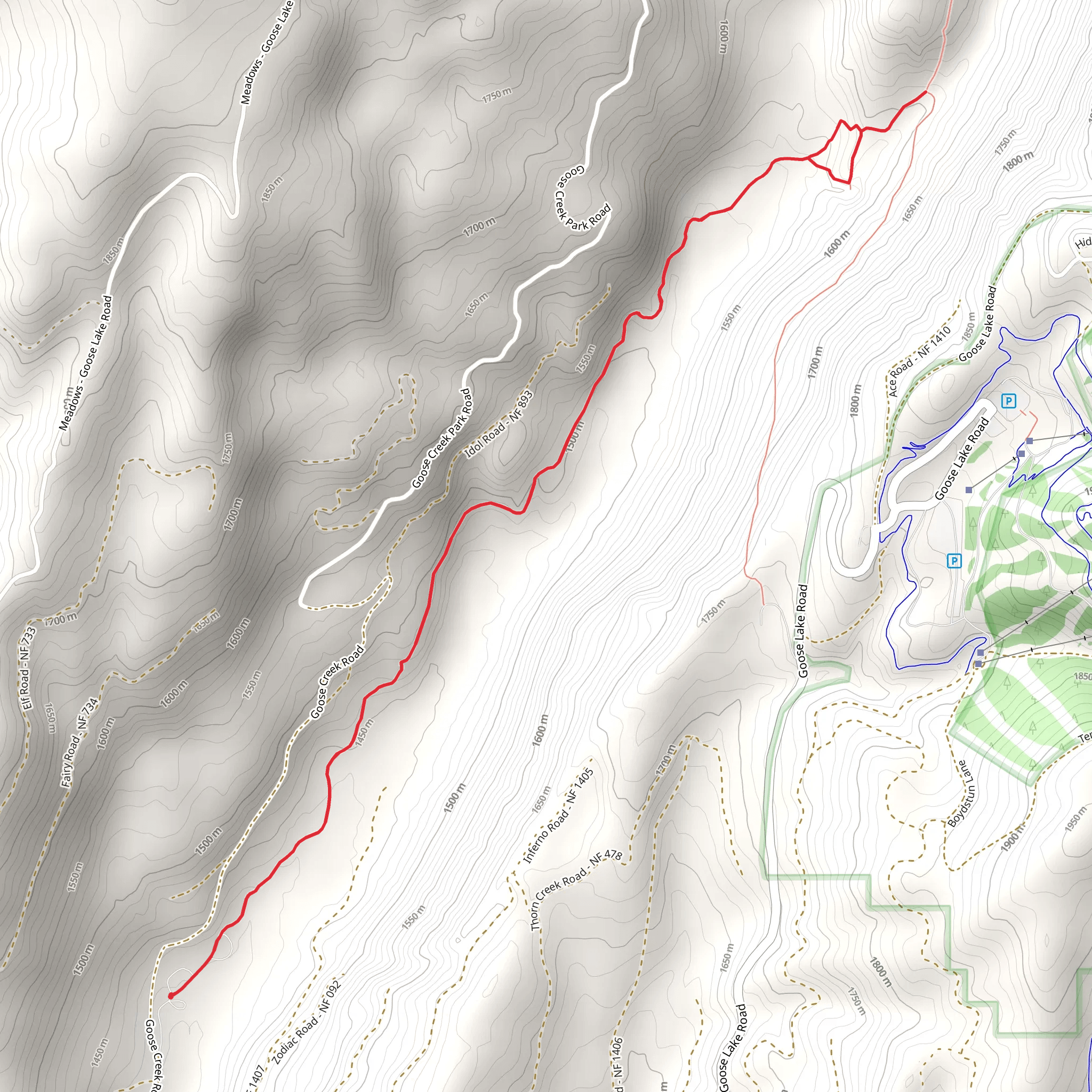Goose Creek Out and Back mobile static map