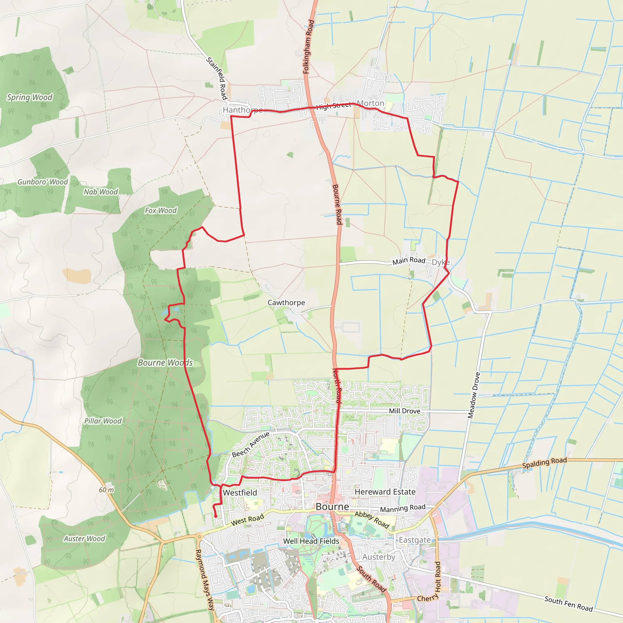 Bourne Wood Loop mobile static map