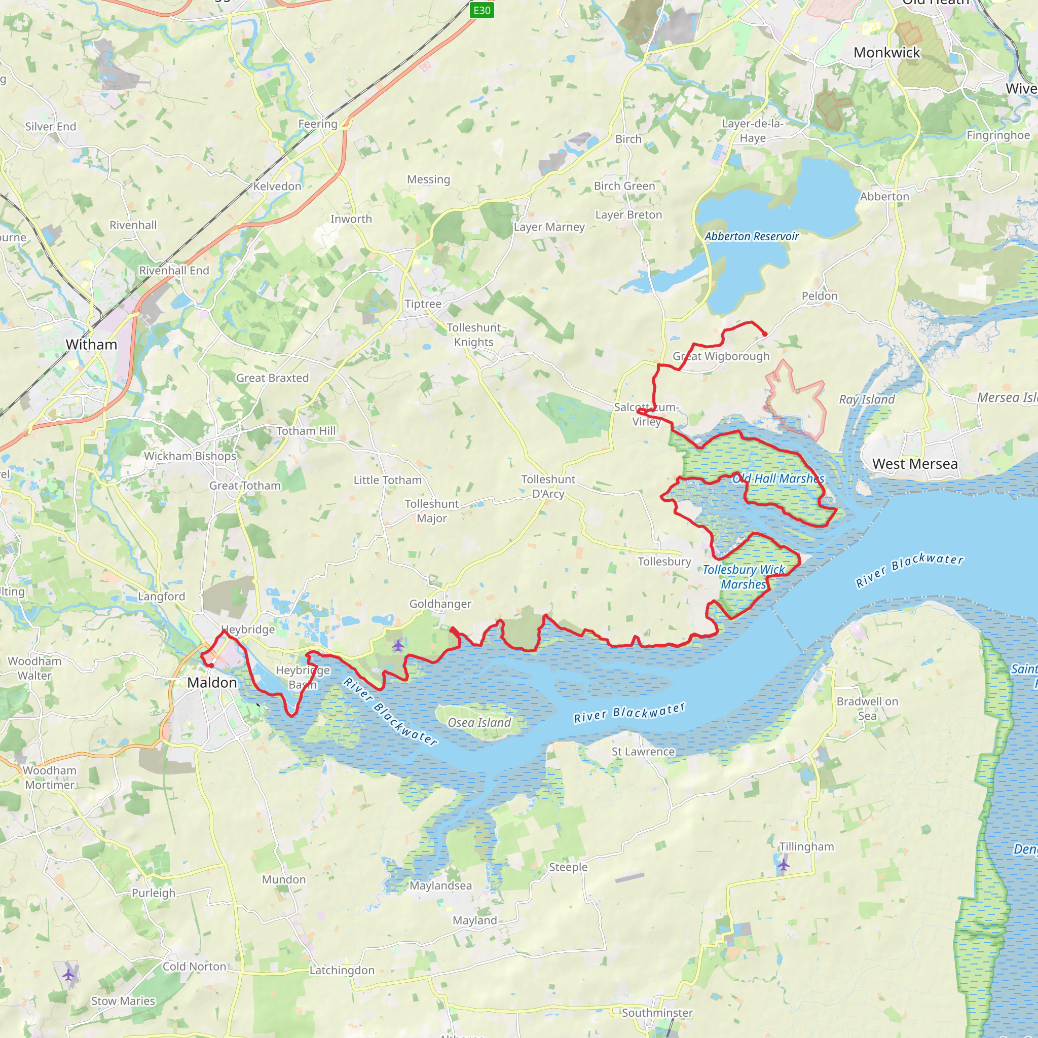 Lasso Essex - Maldon to Little Wigborough mobile static map