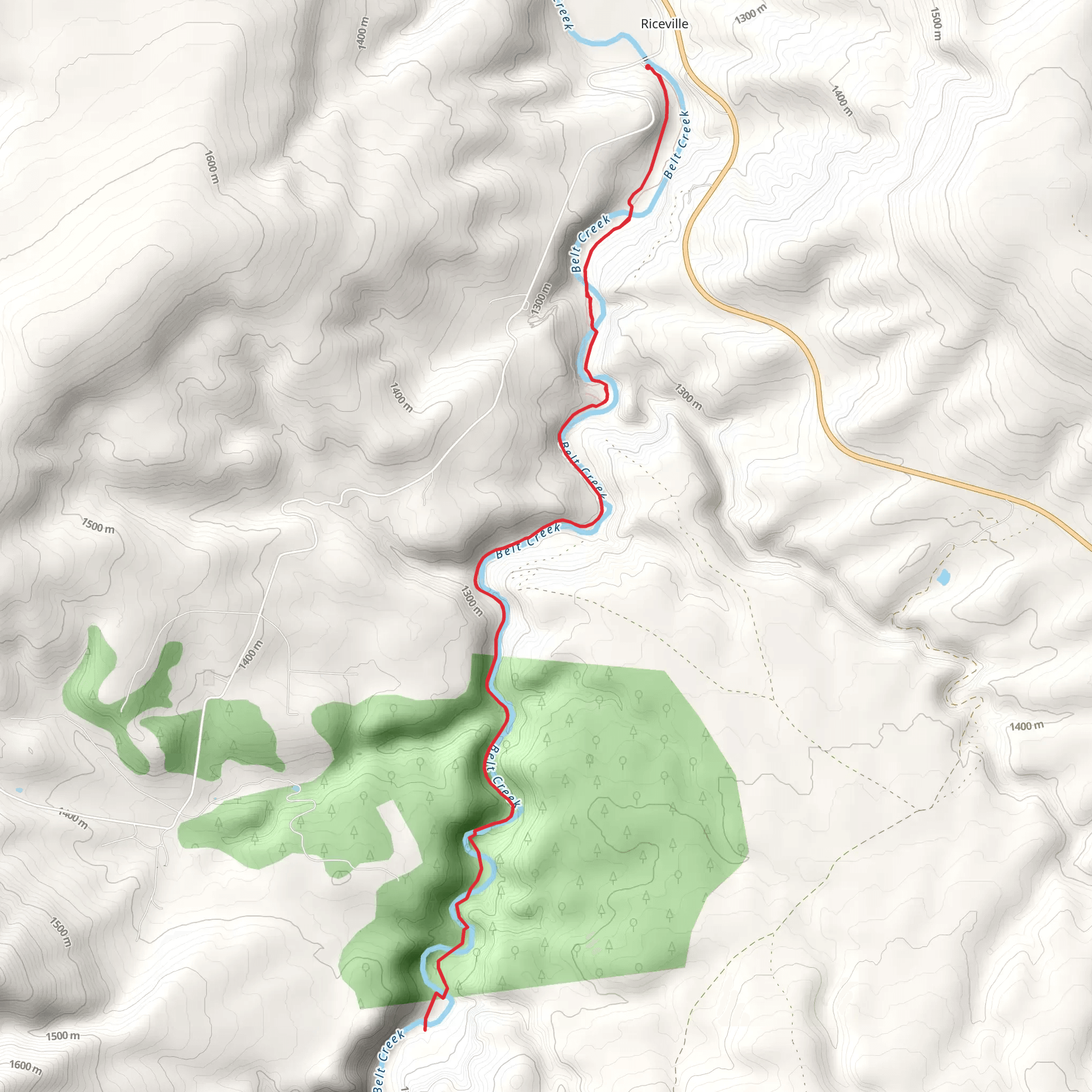 Walk beside Belt Creek from Riceville mobile static map