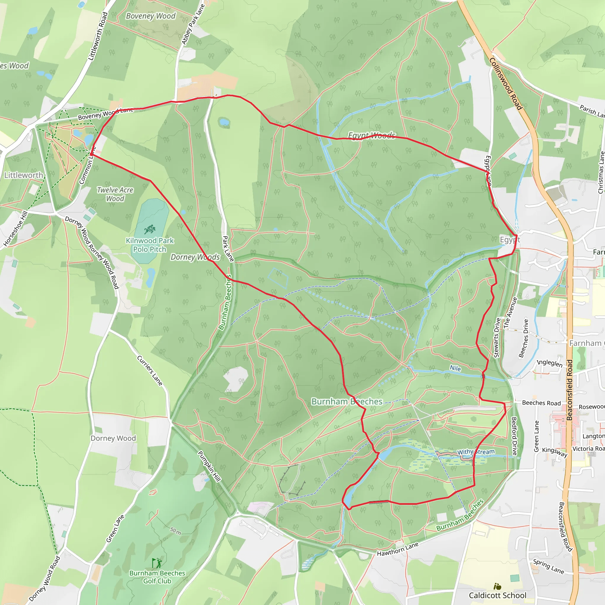 Egypt Woods and Shakespeare's Way mobile static map