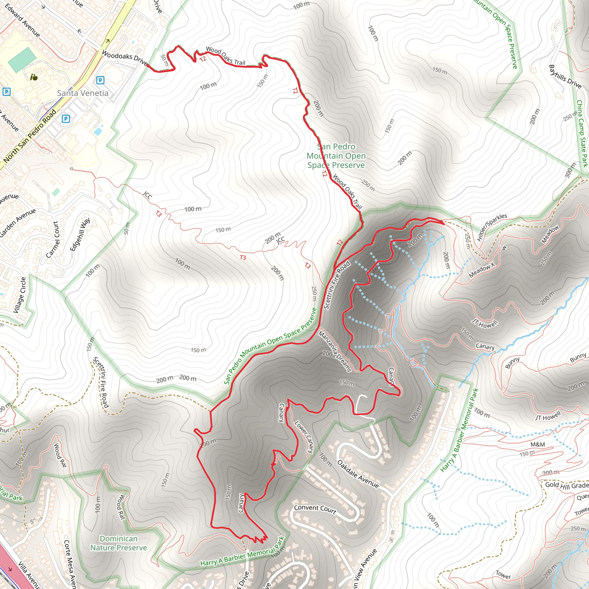 Canary - Wood Oaks Loop Trail mobile static map