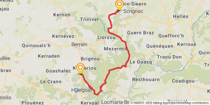 GR 380 - Tour des Monts d'Arrée stage 4 Map