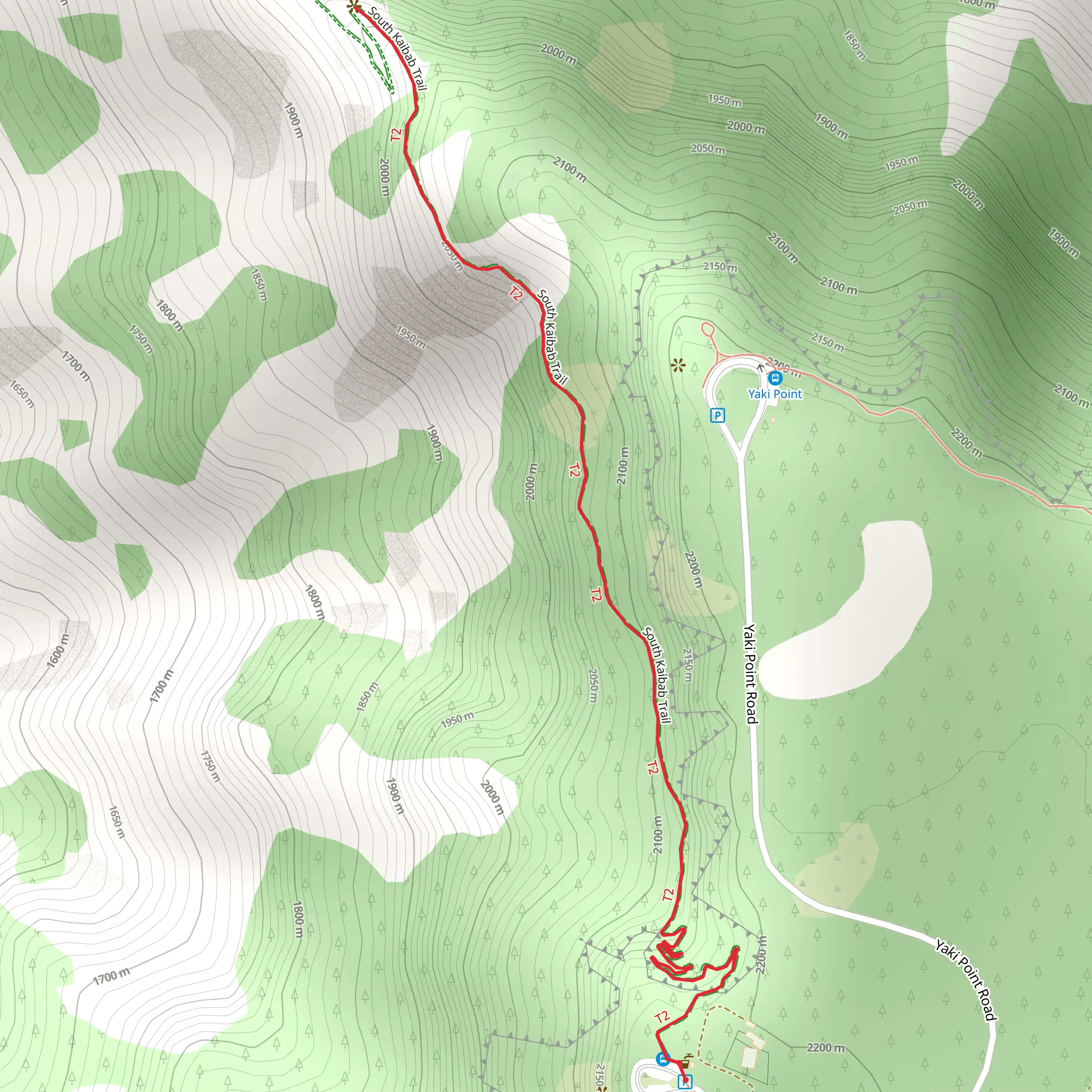 South Kaibab Trail - Yaki Point Road mobile static map
