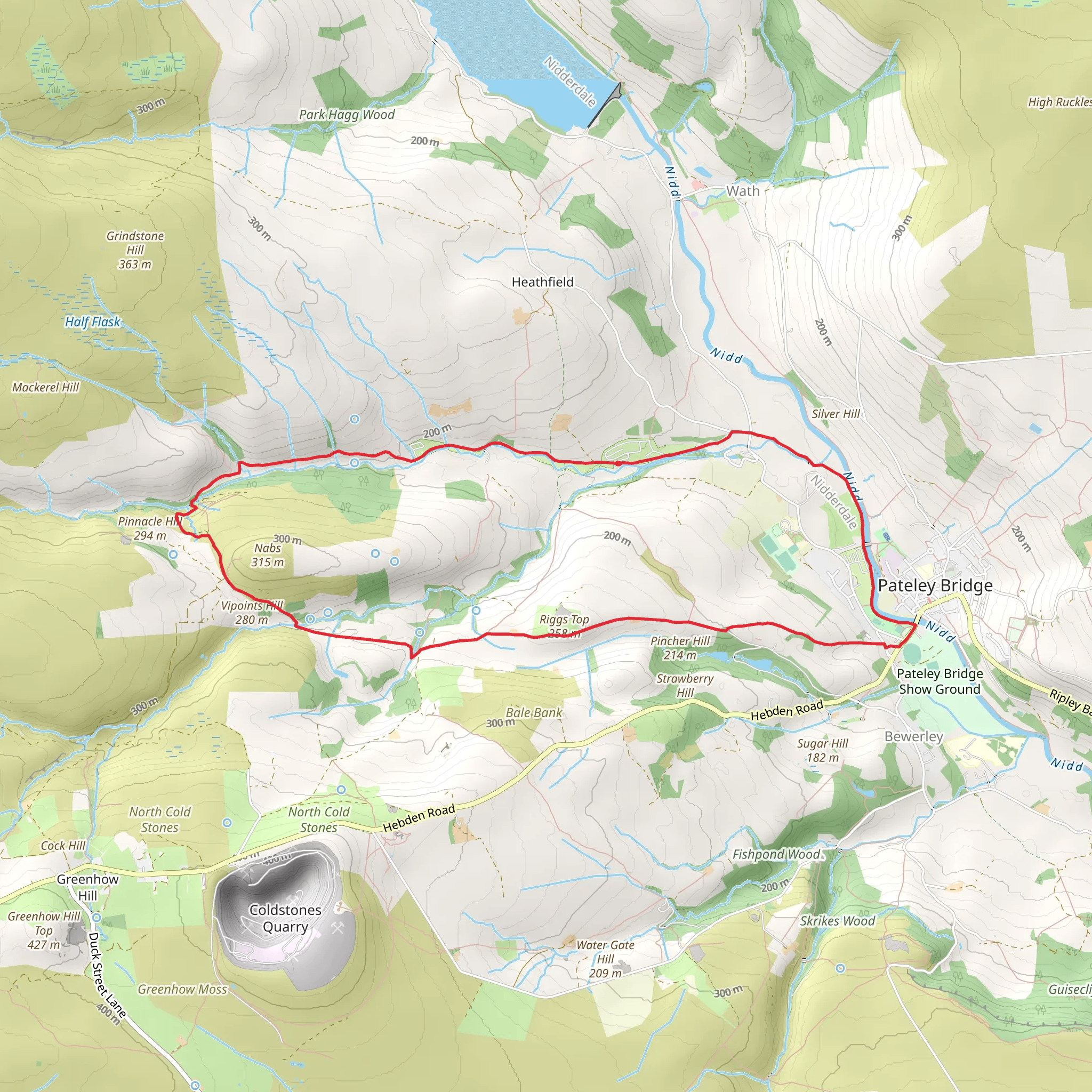 Pateley Bridge and Riggs Top Loop mobile static map