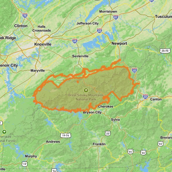 Great Smoky Mountains National Park mobile static map