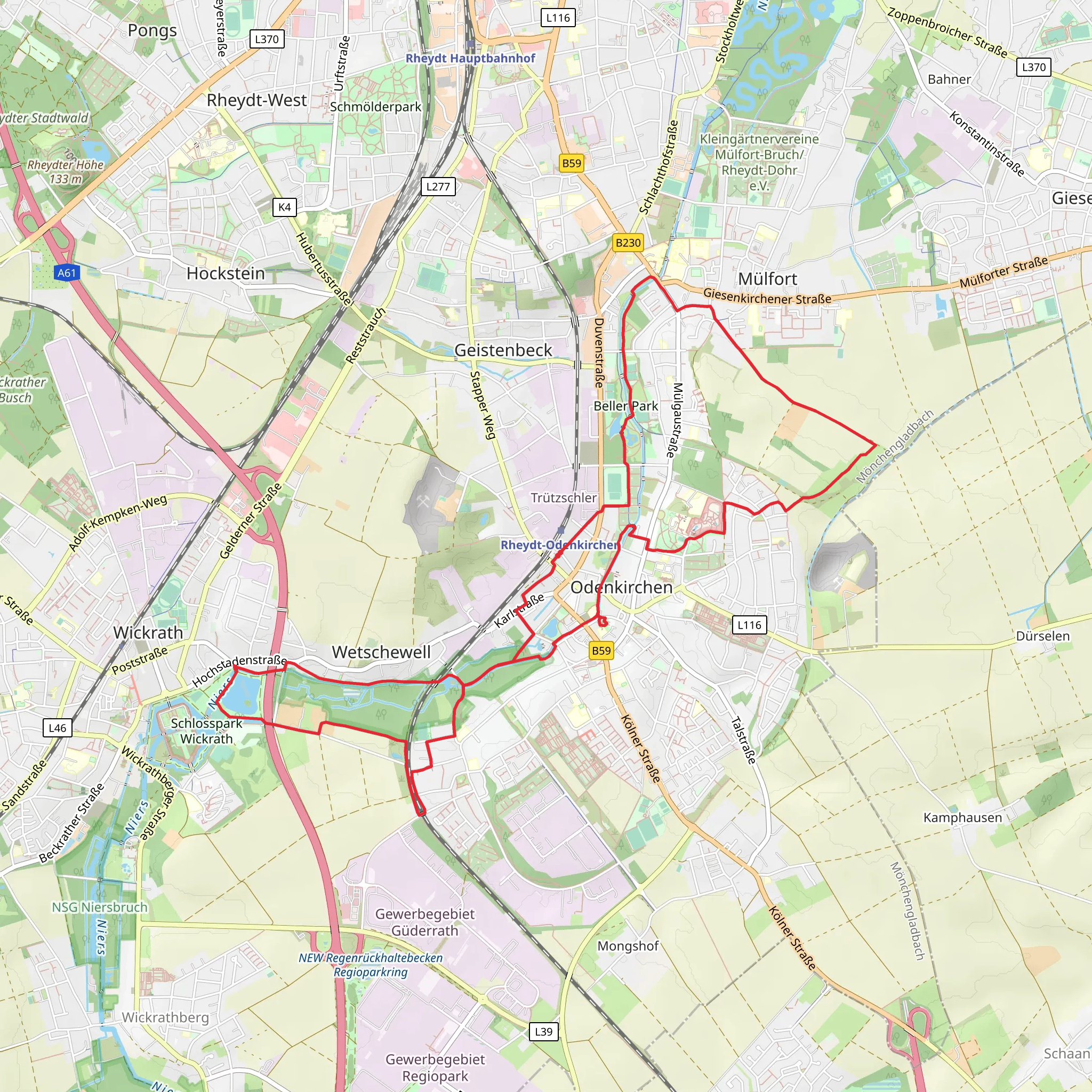 Wickrather See via Residenzweg and Eickeshecker Weg mobile static map