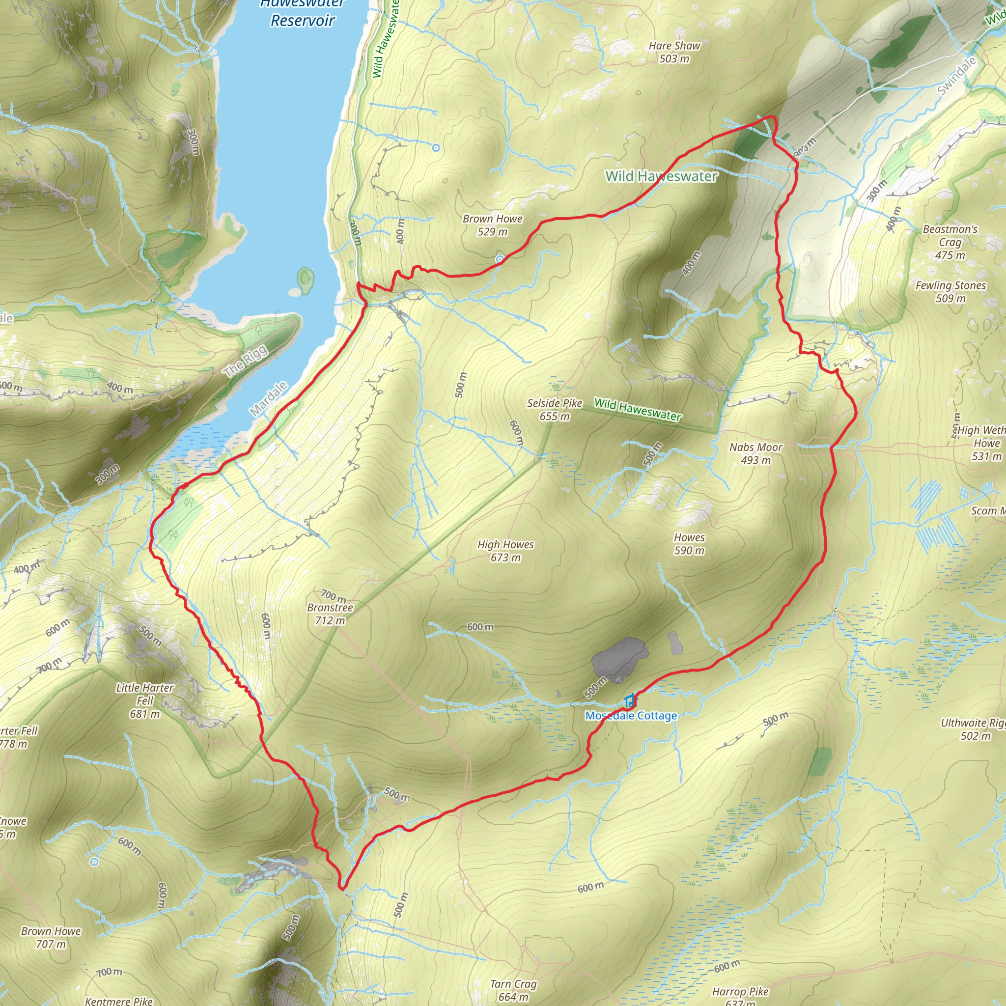 Brownhowe Bottom, Ash Knott and Thorny Knott Loop - Haweswater Reservoir mobile static map