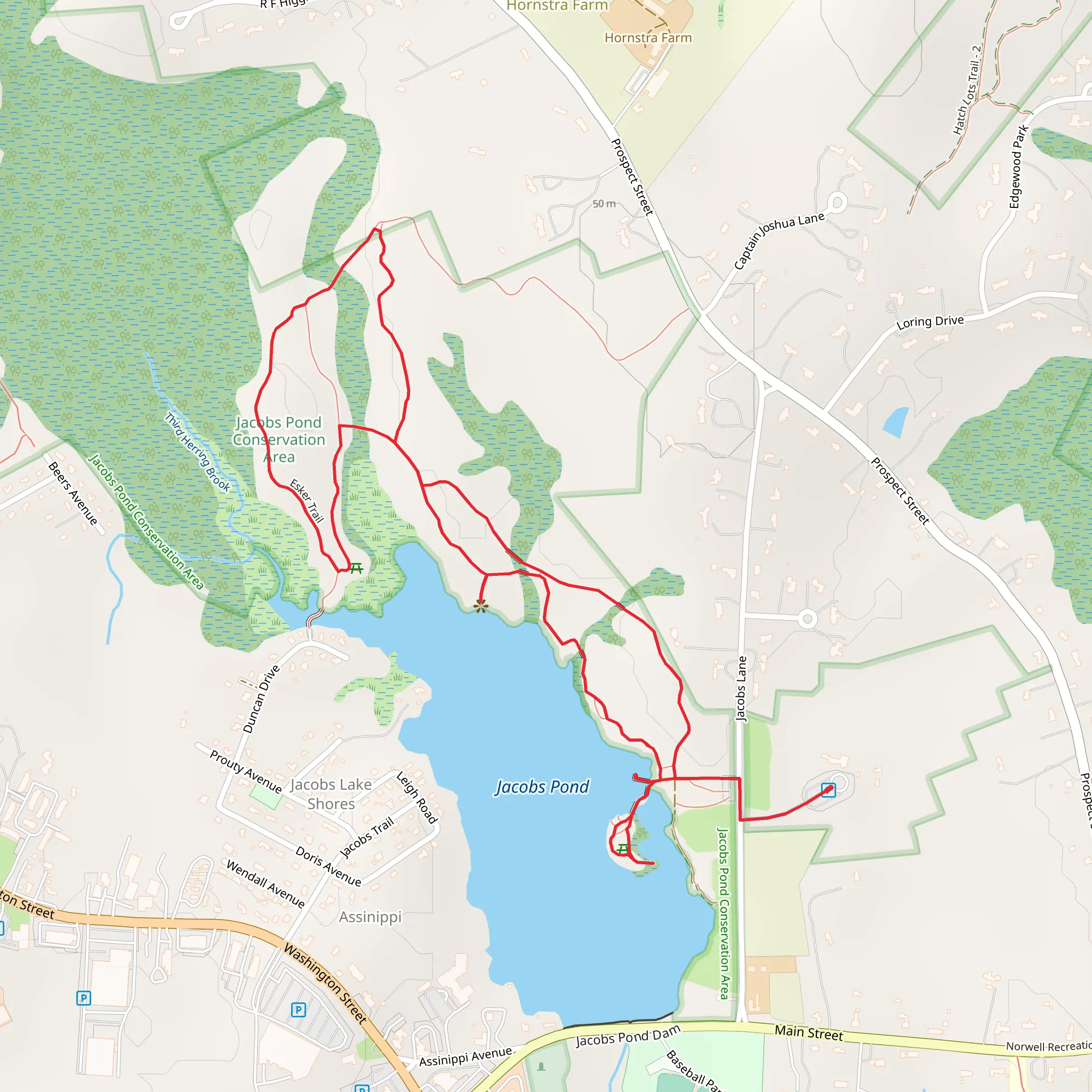 Jacobs Pond and Esker Trail Loop mobile static map