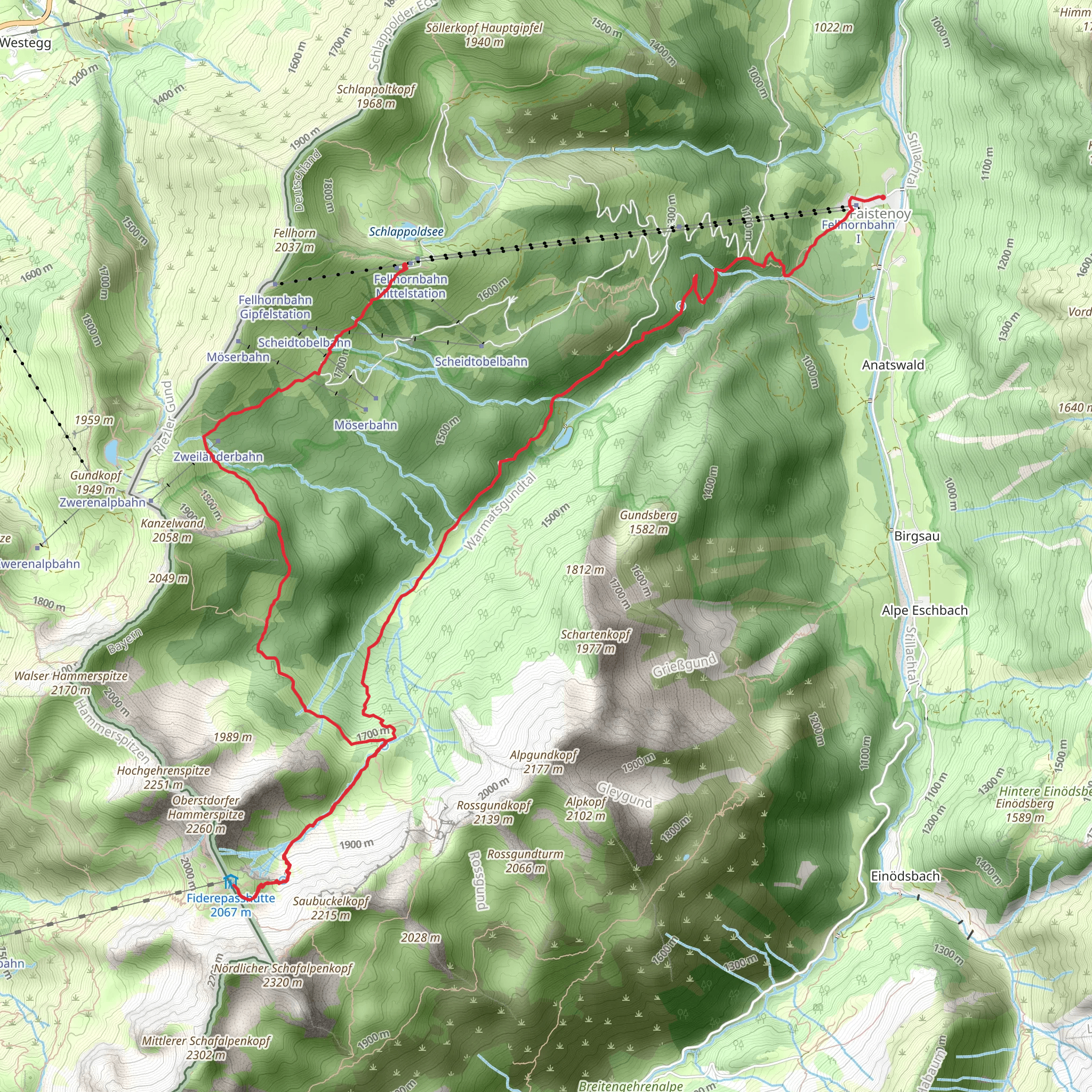 Fellhornstuben to Schlappoldsee Walk via Fiderepass mobile static map