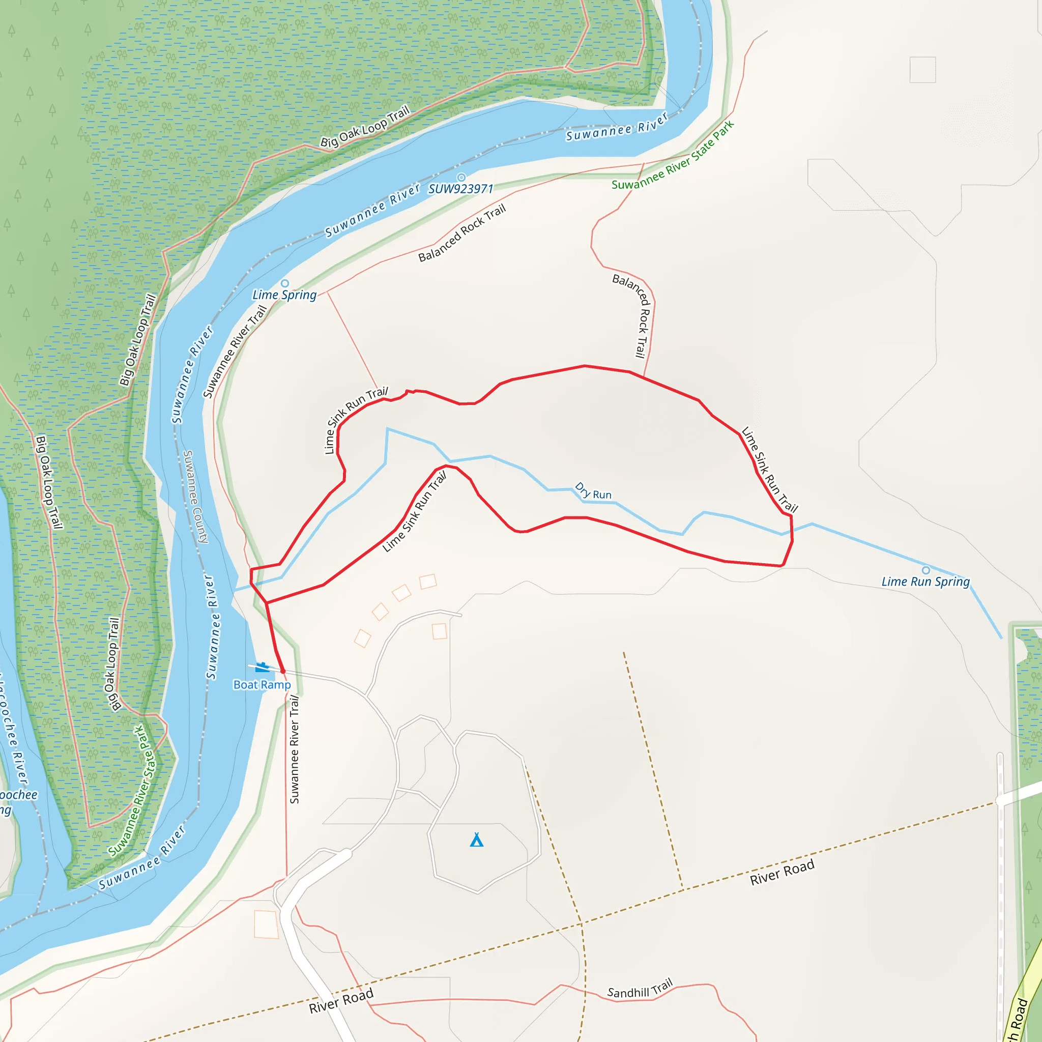 Lime Sink Run Loop Trail mobile static map