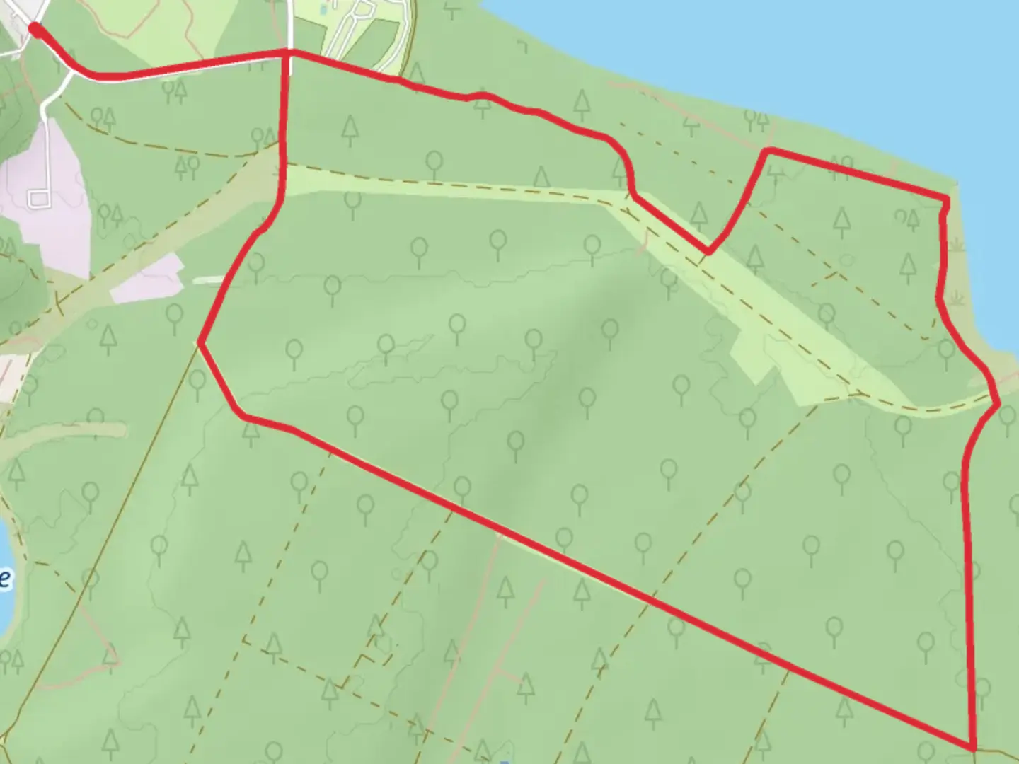 An image depicting the trail Groβer Goitzsche Rundweg and its surrounding area.
