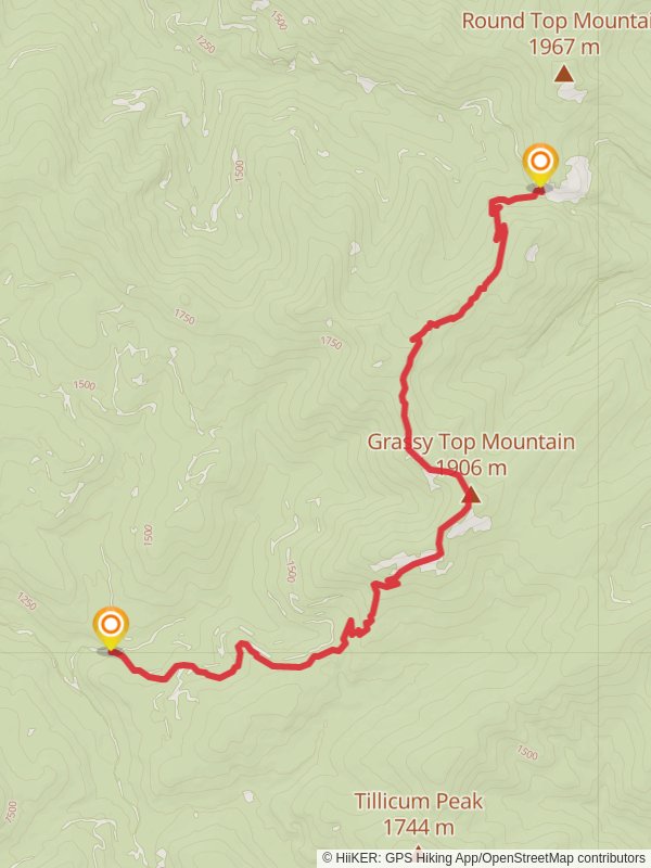Pass Creek - Grassy Top Trail mobile static map