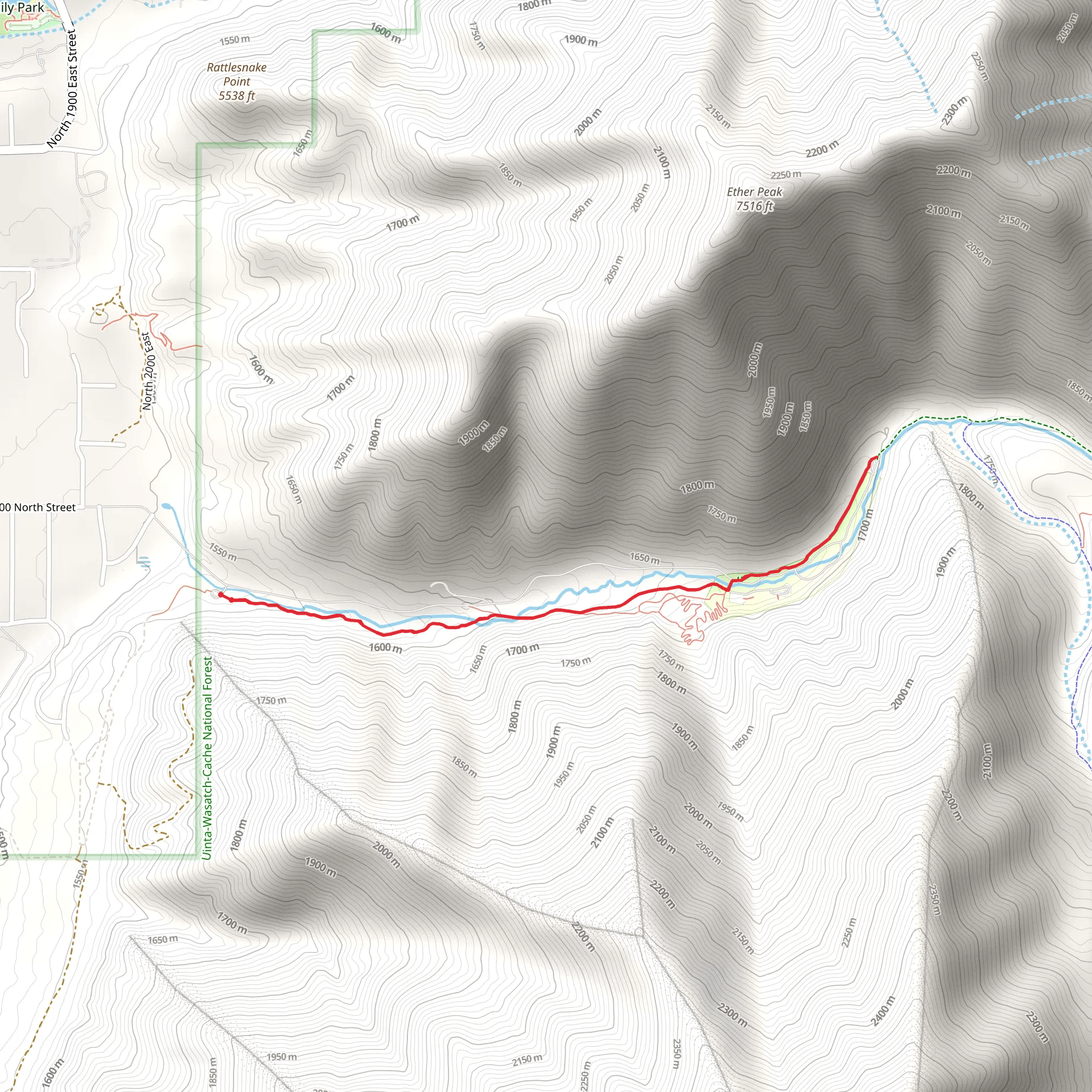 Left Fork Maple Canyon Trail Out and Back mobile static map
