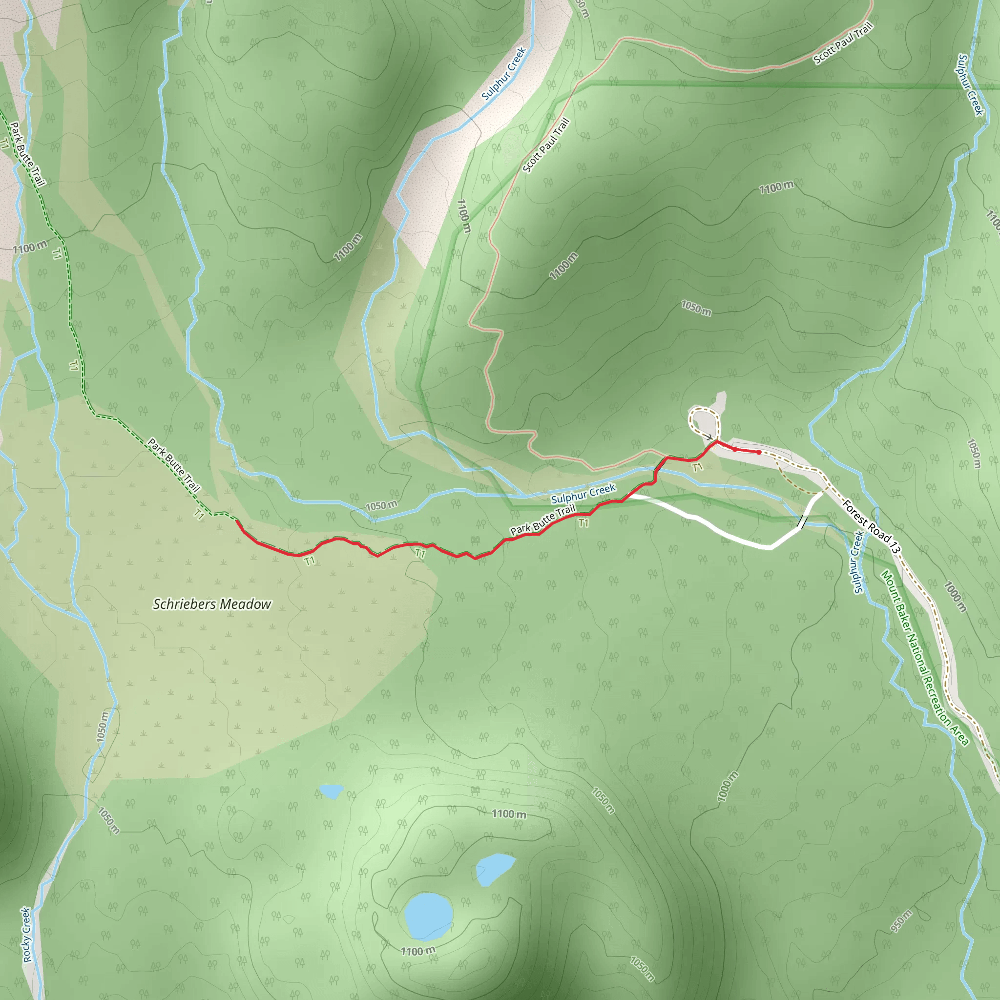 Sulphur Creek - Park Butte Trail mobile static map