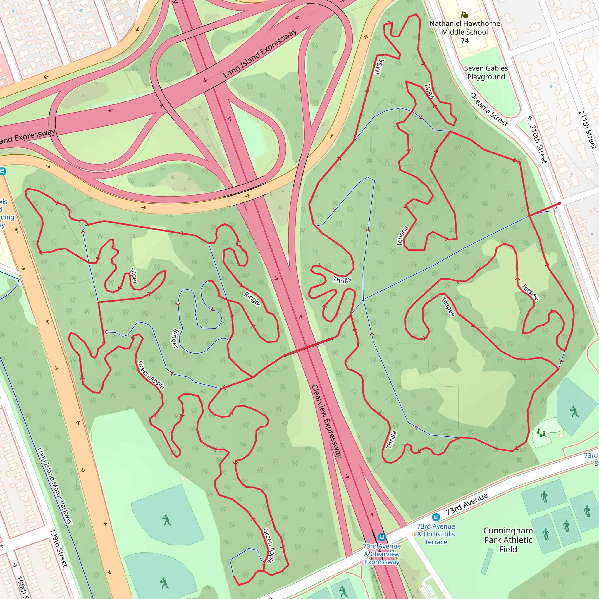 Cunningham Park Loop mobile static map