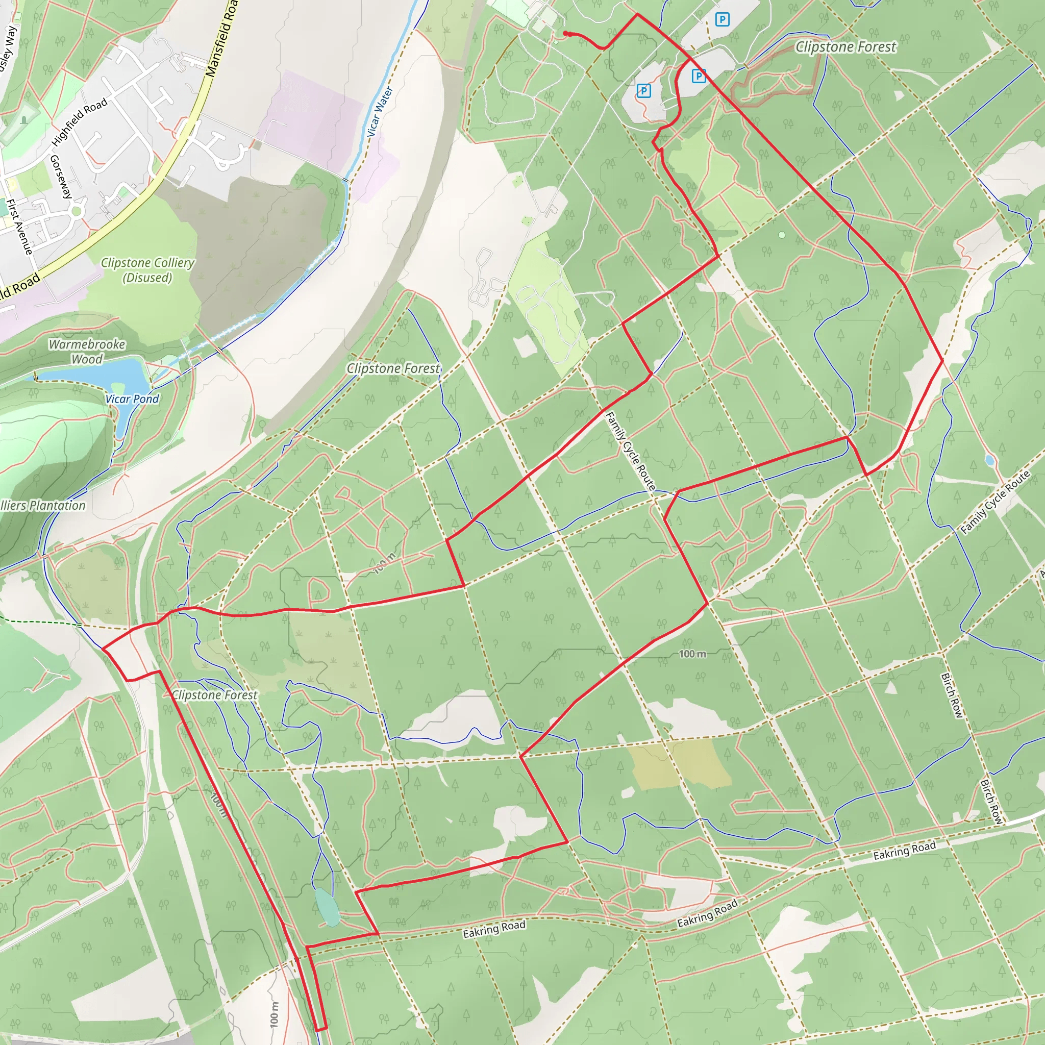 Sherwood Forest and Clipstone Forest Loop mobile static map