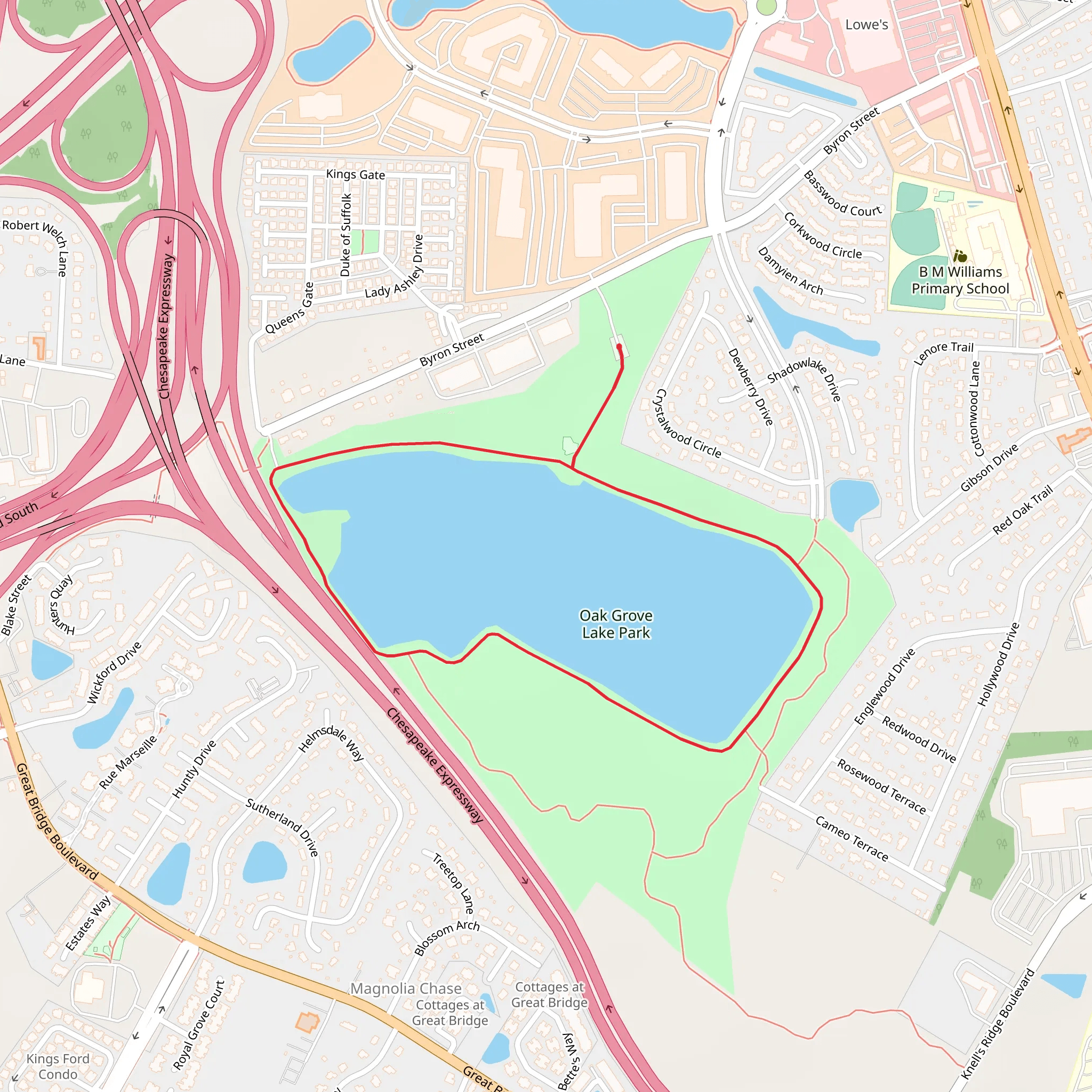 Oak Grove Lake Loop mobile static map