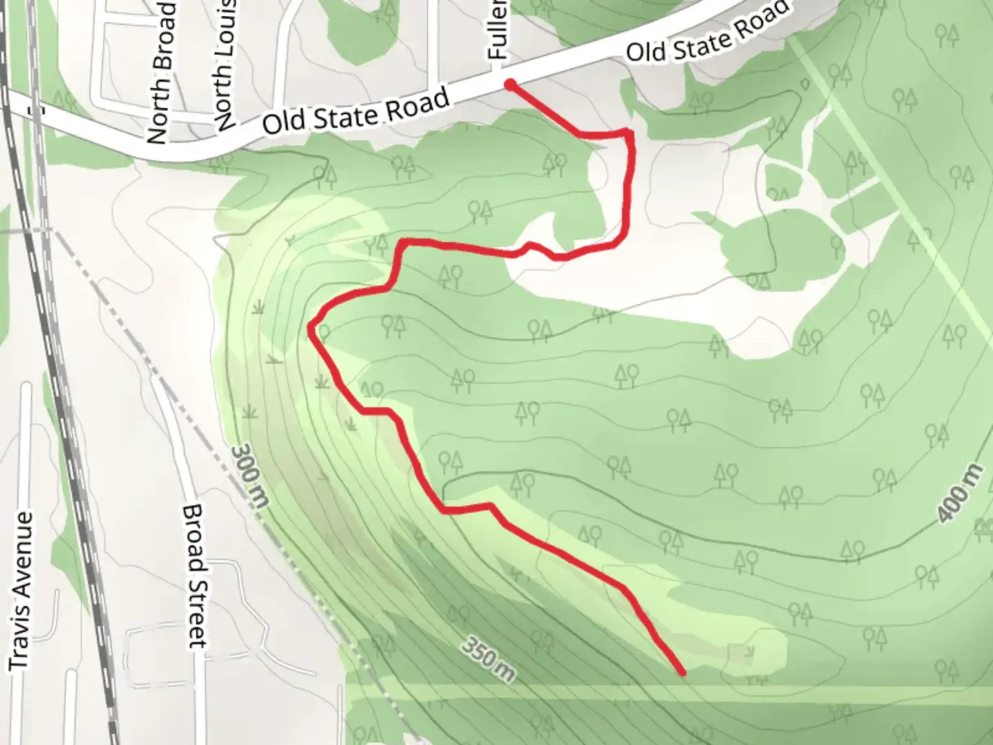 An image depicting the trail Dickinson - Old state Road and its surrounding area.