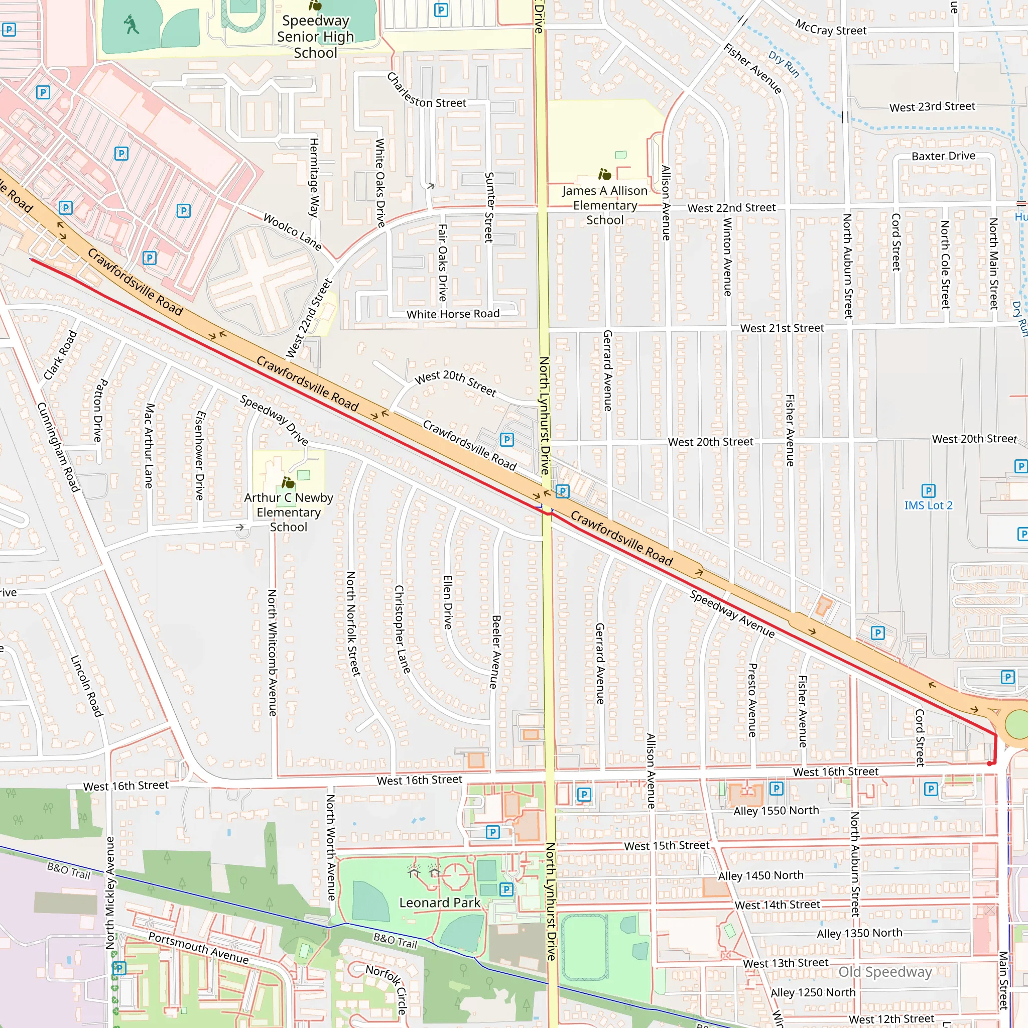 Walk along Crawfordsville Road mobile static map