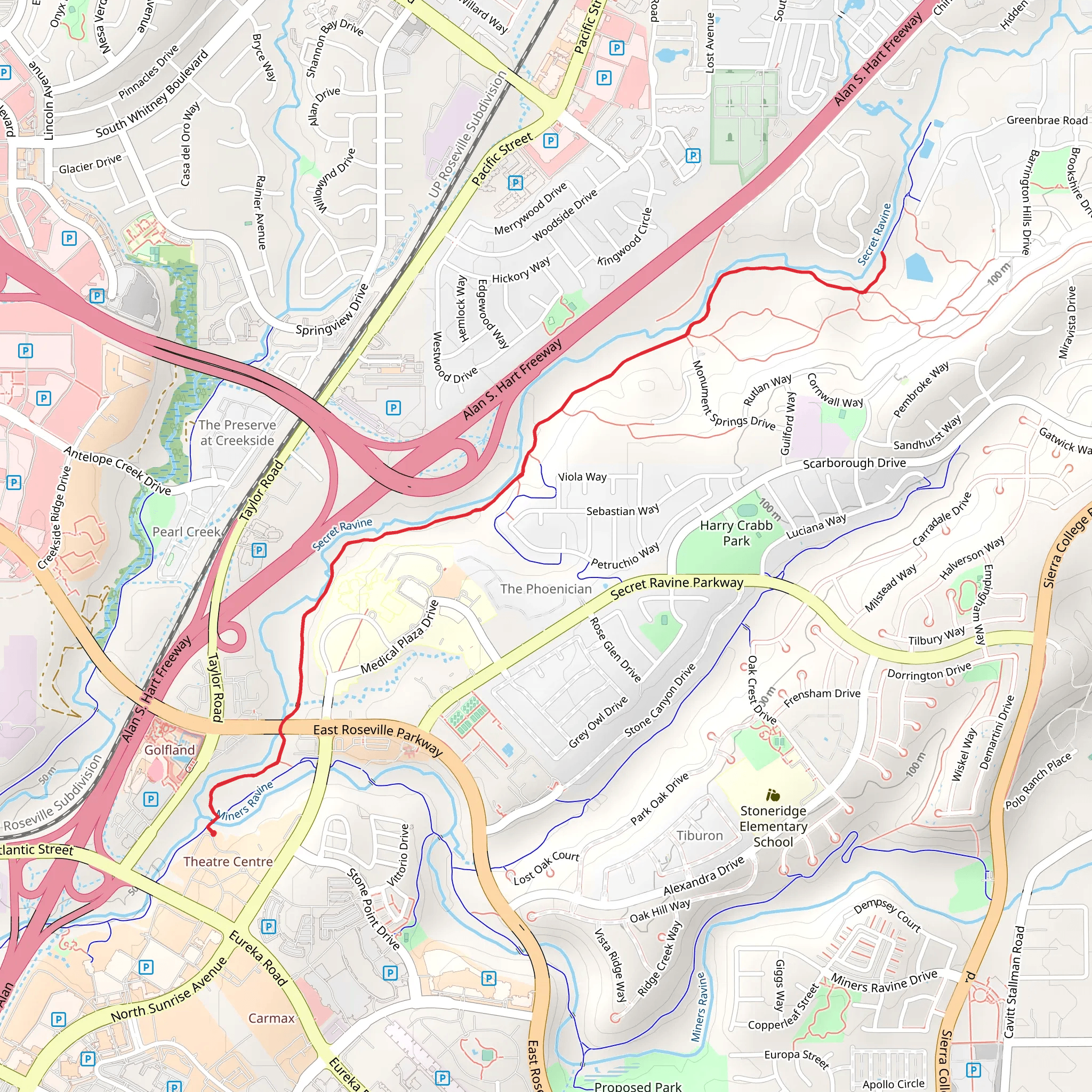 Secret Ravine Out and Back mobile static map