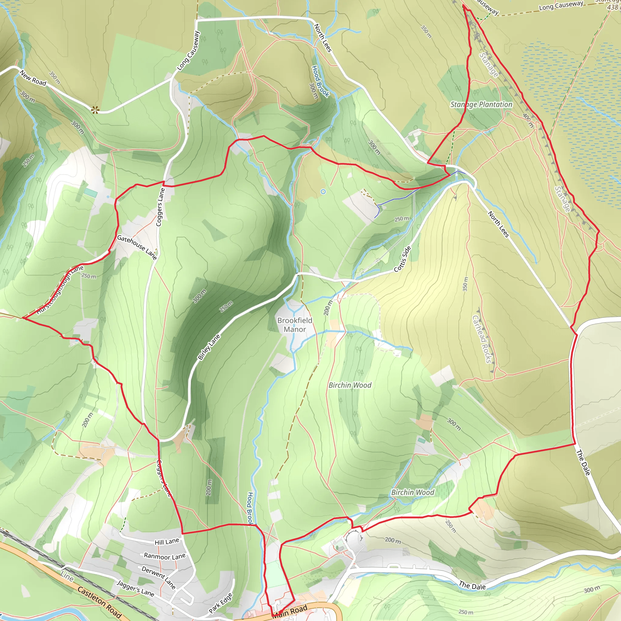 Birchin Wood and Green's Paper Mill Dam Loop mobile static map