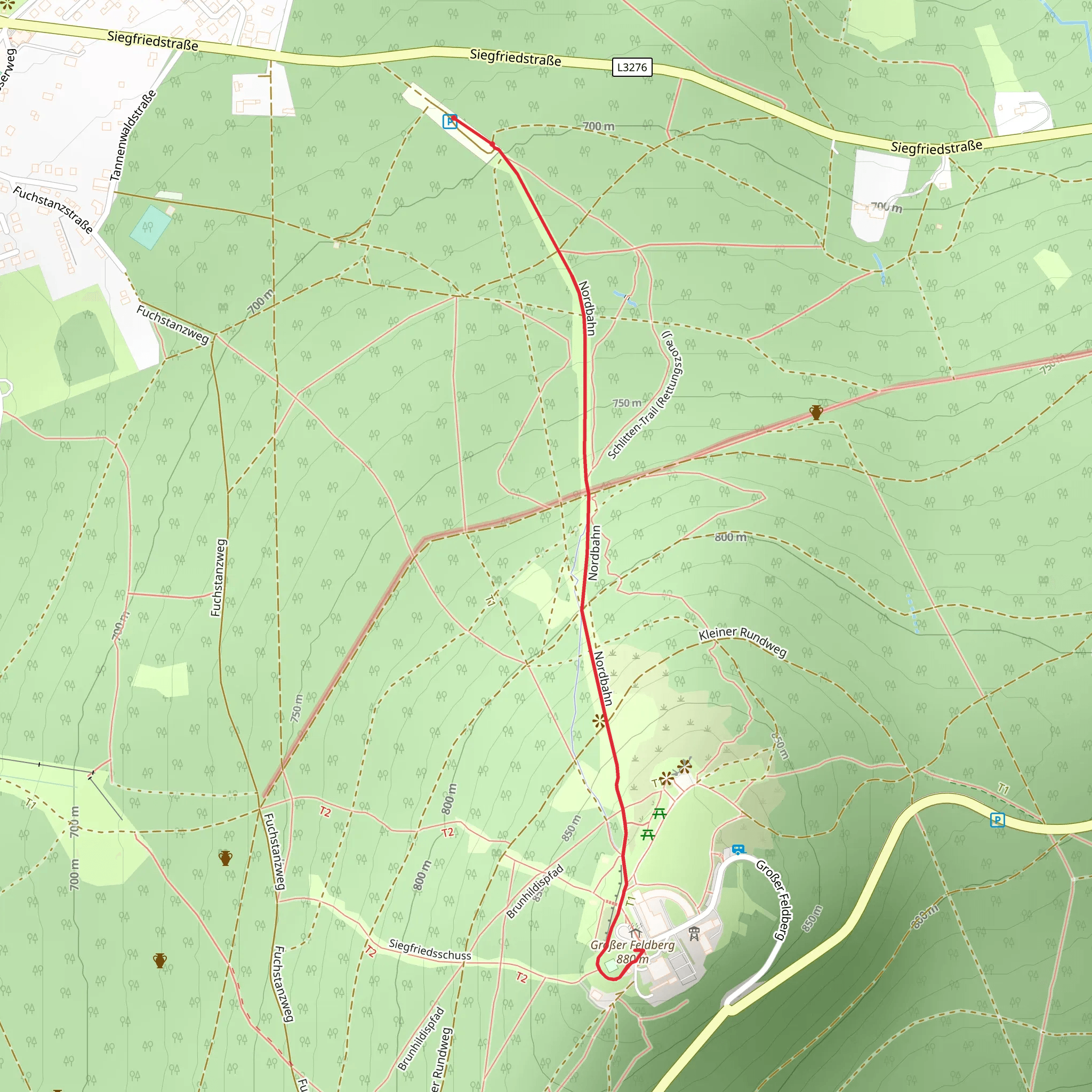 Großer Feldberg via Nordbahn mobile static map