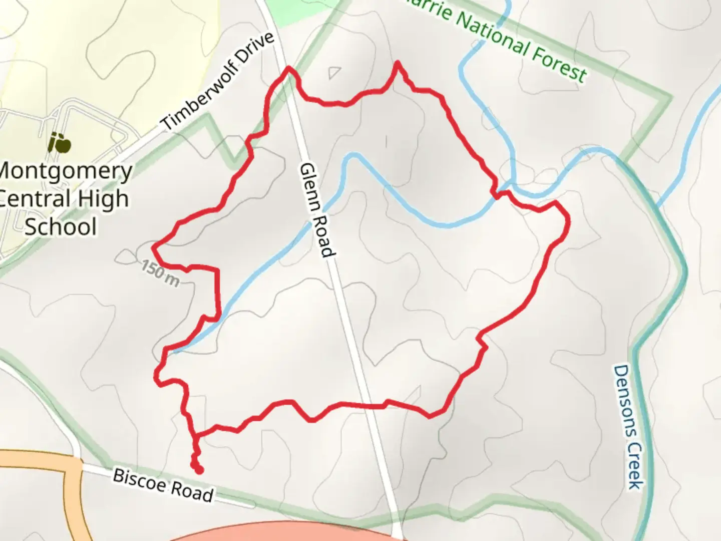 An image depicting the trail Densons Creek Nature Trail and its surrounding area.
