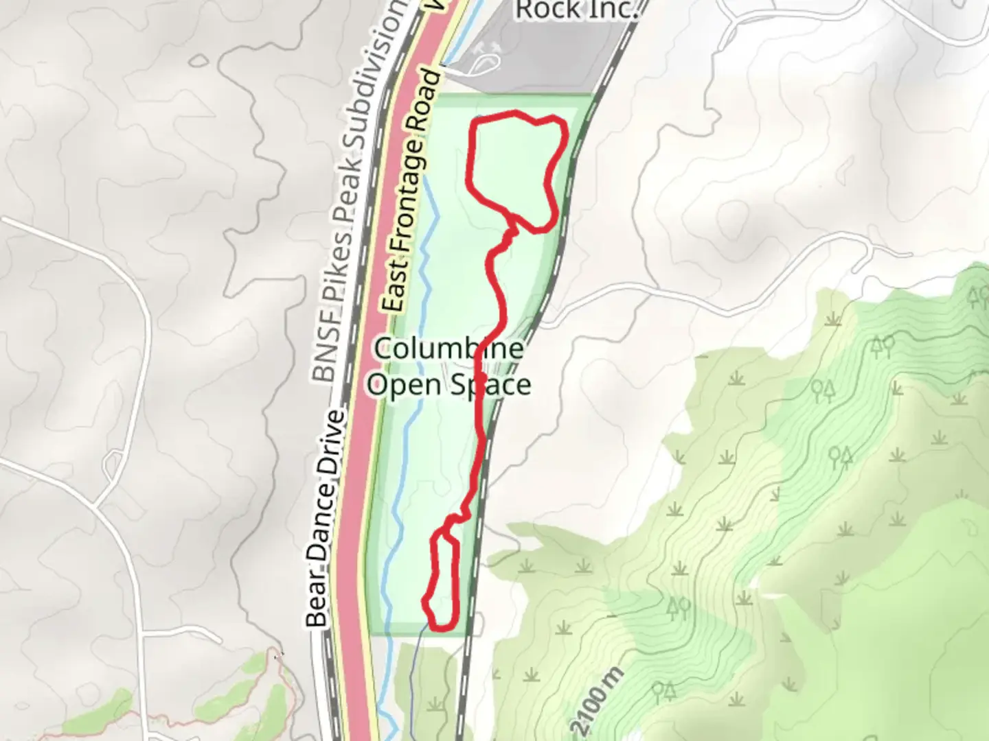 An image depicting the trail Columbine Open Space South and North Loop and its surrounding area.