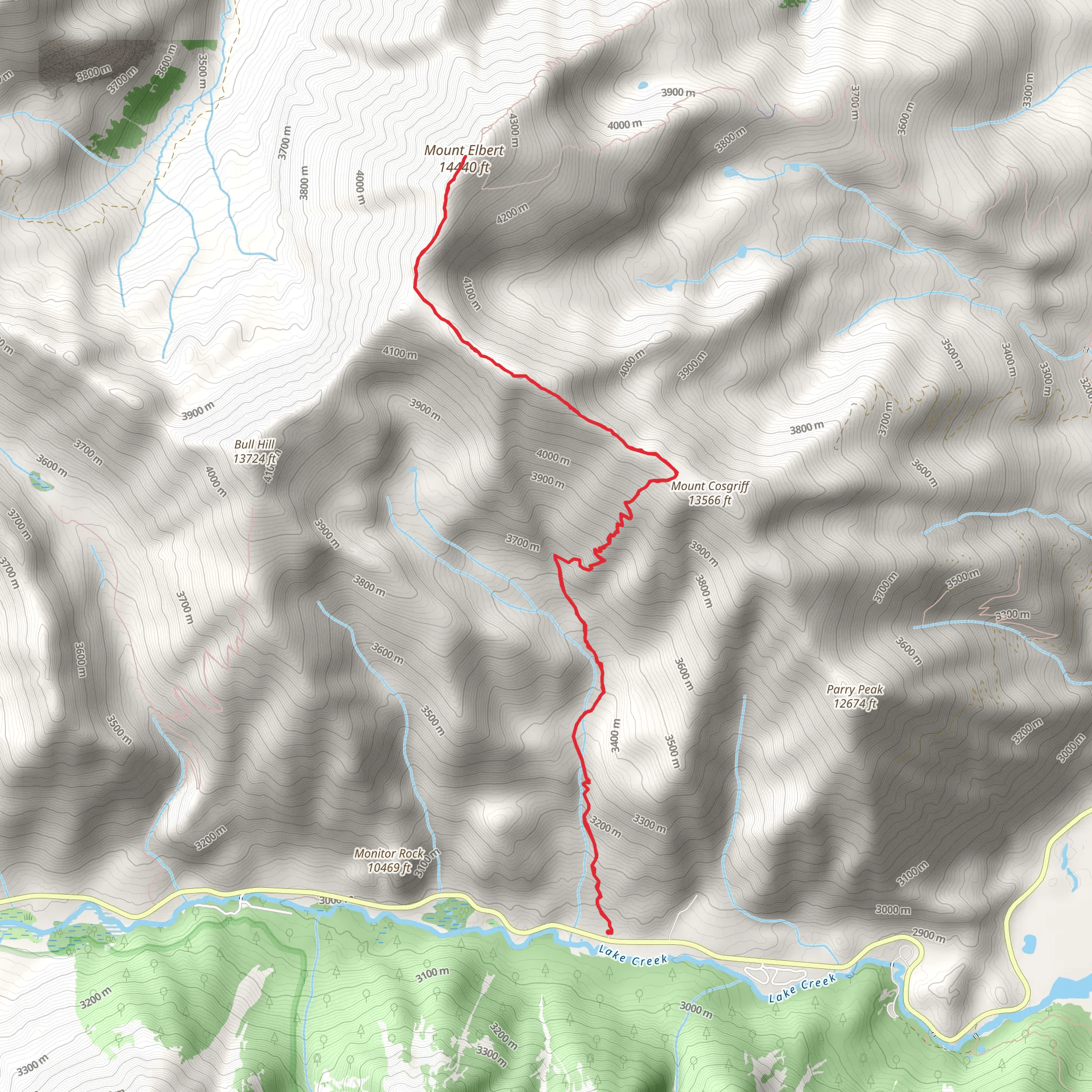 Mt Elbert Black Cloud Trail mobile static map