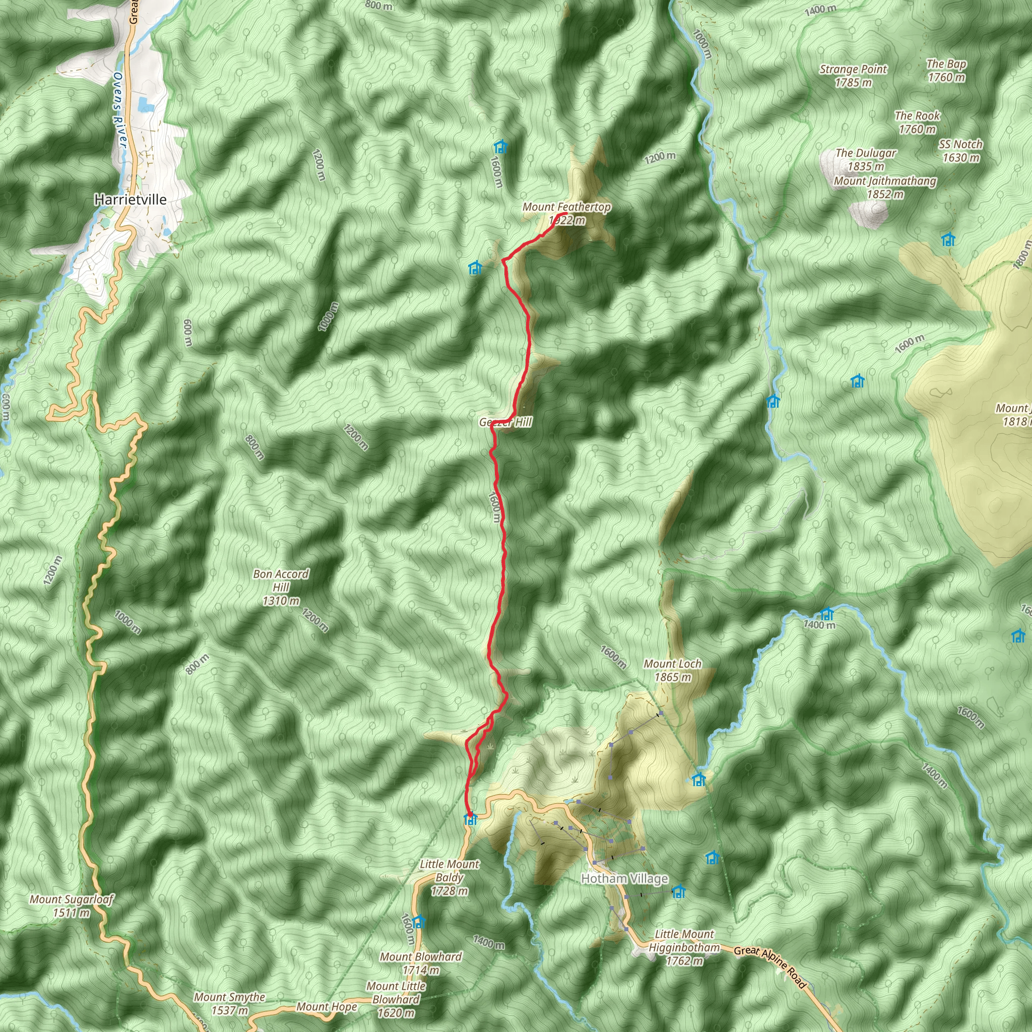 Mount Feathertop Trail - The Razorback mobile static map