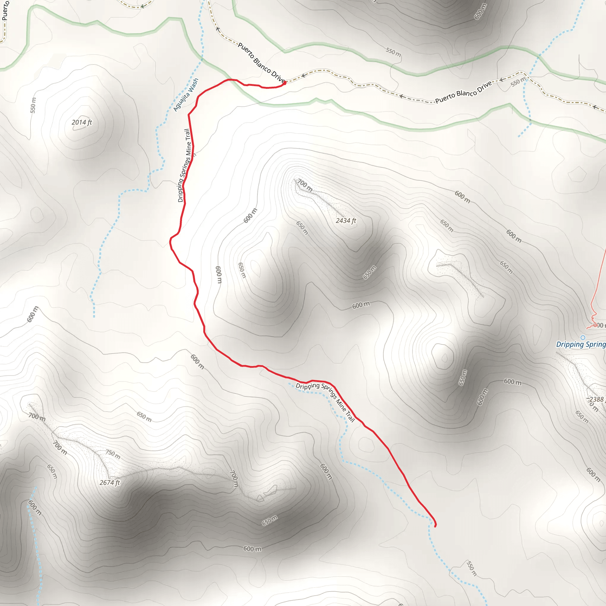 Dripping Springs Mine Trail mobile static map
