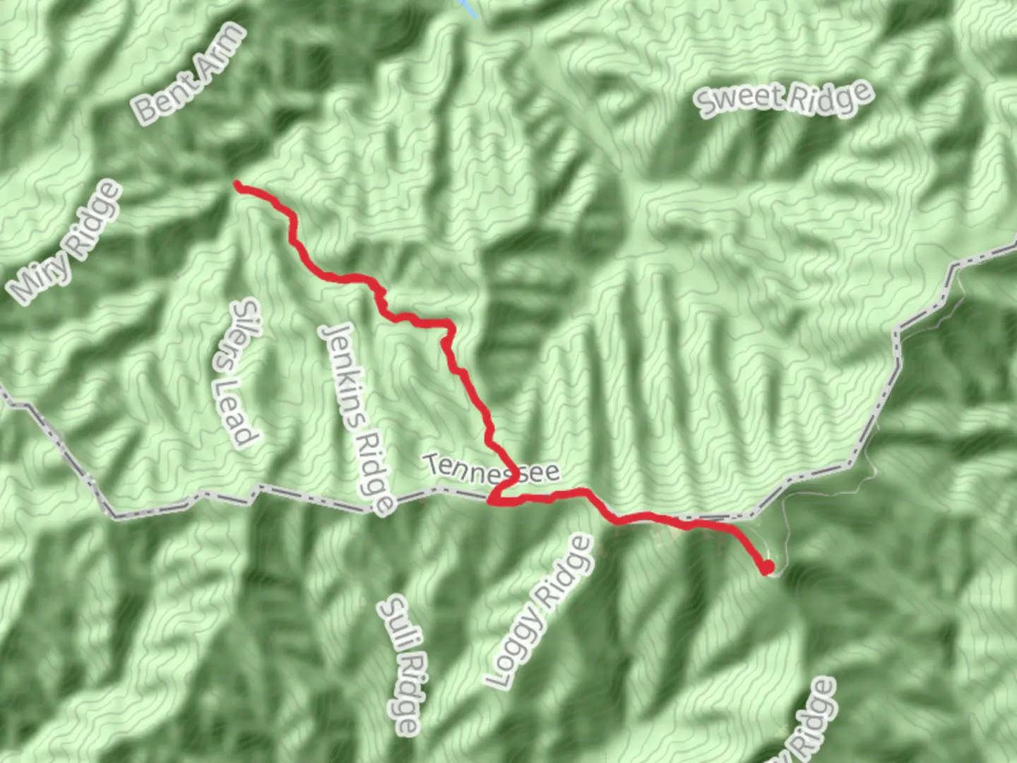 An image depicting the trail Appalachian Trail and Goshen Prong Trail to Camp Creek and its surrounding area.