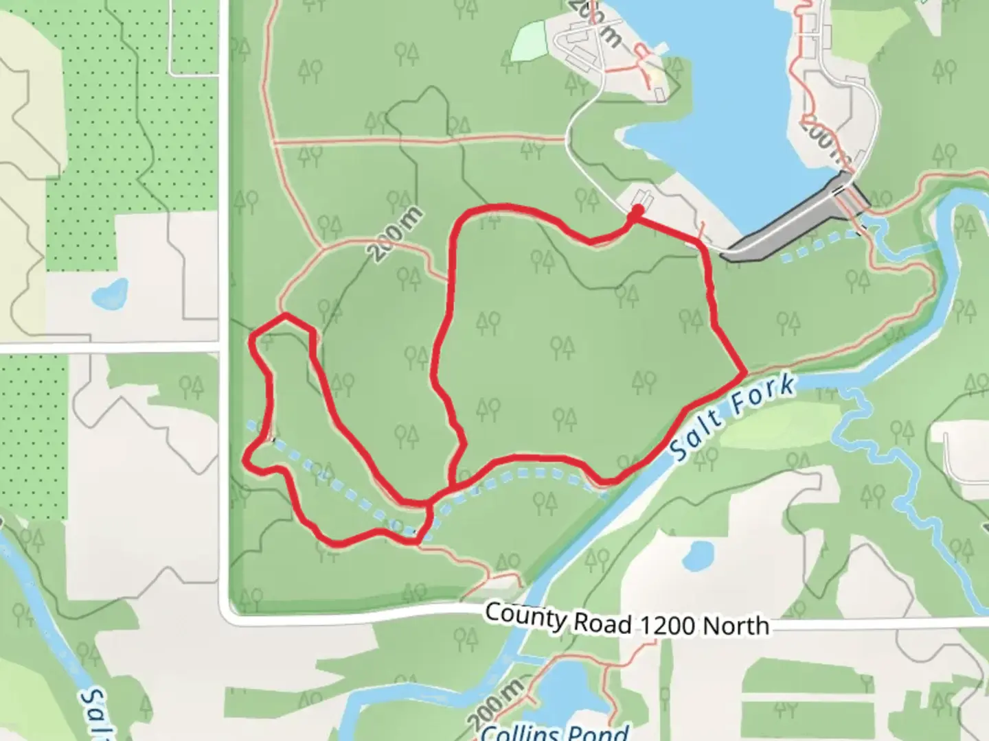 An image depicting the trail Oak Ridge Trail and Salt Fork Center Loop and its surrounding area.