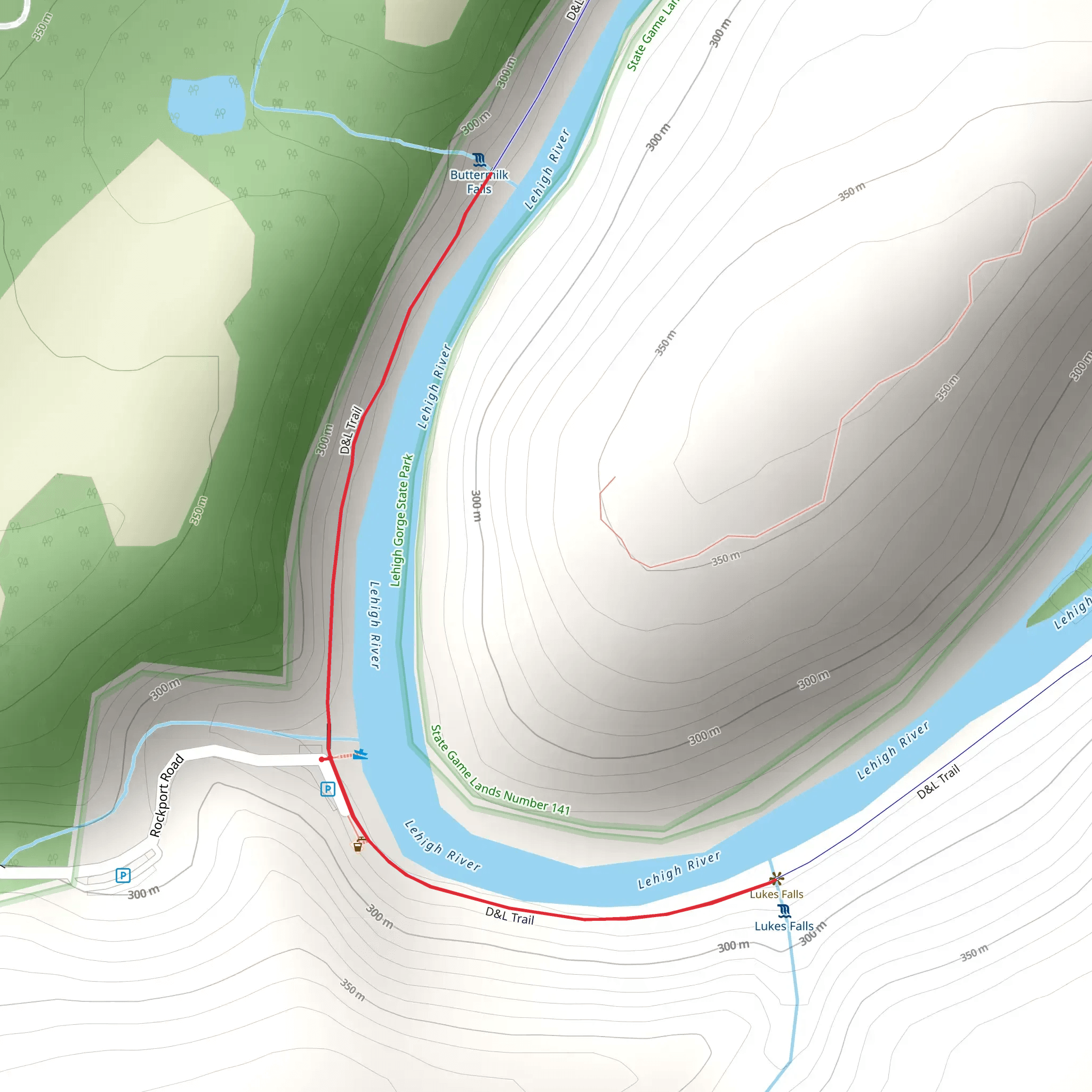 Buttermilk Falls and Luke's Falls mobile static map