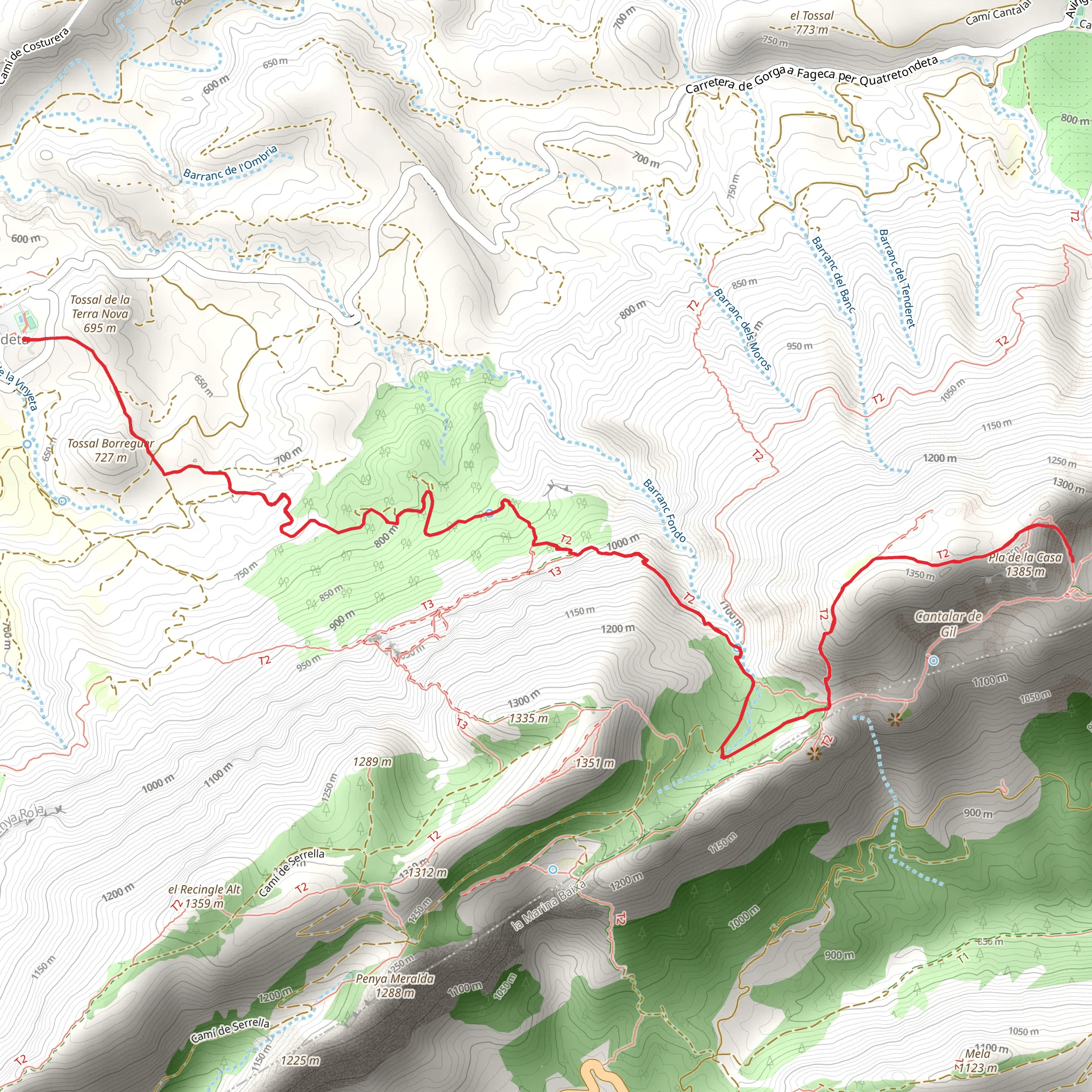 Quatretondeta - Pla de la Casa PR CV 024 mobile static map