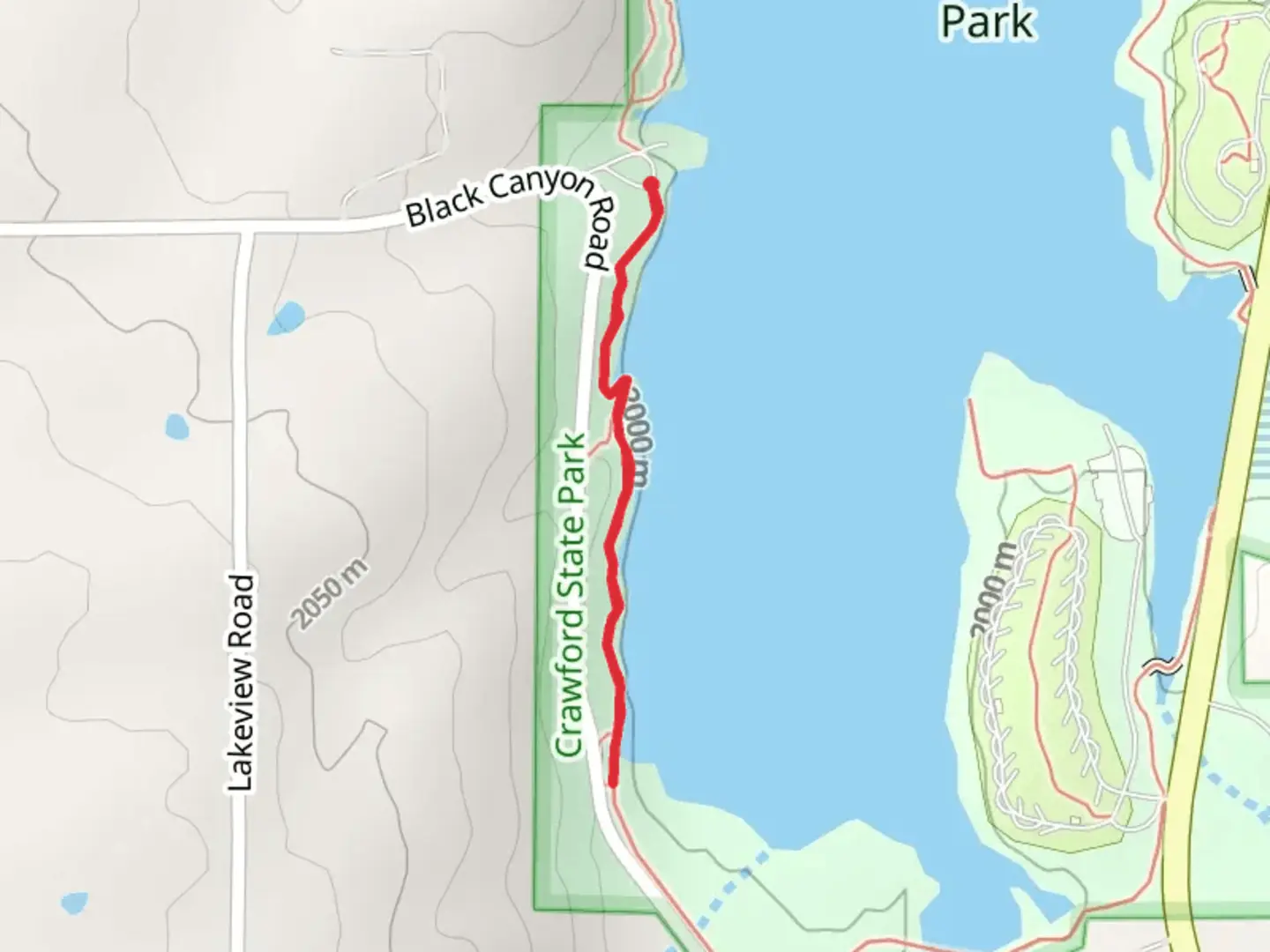An image depicting the trail West Shore Trail and its surrounding area.