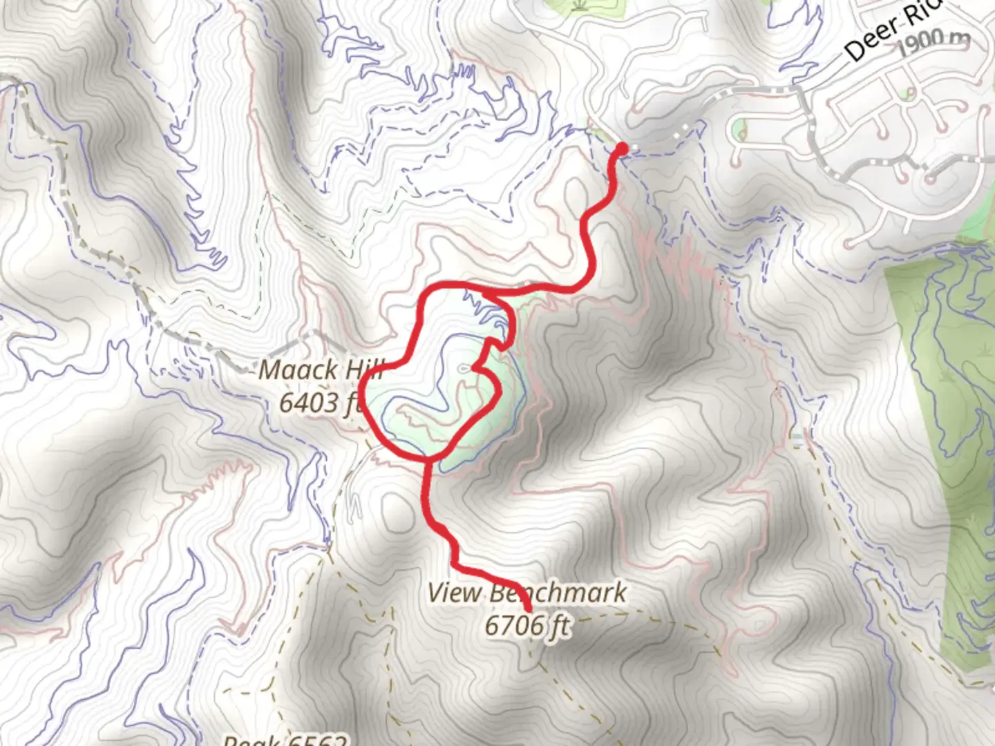 An image depicting the trail View Benchmark Trail and its surrounding area.