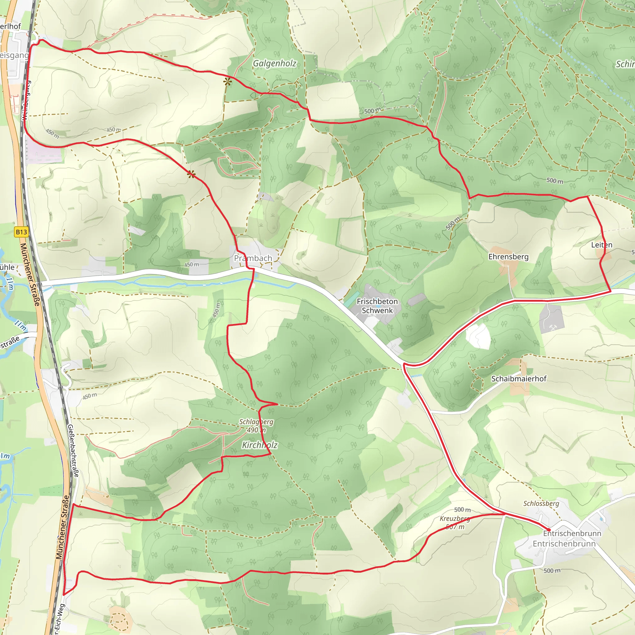 Schlagberg and Schindelhauser Forst Loop - Pfaffenhofen mobile static map