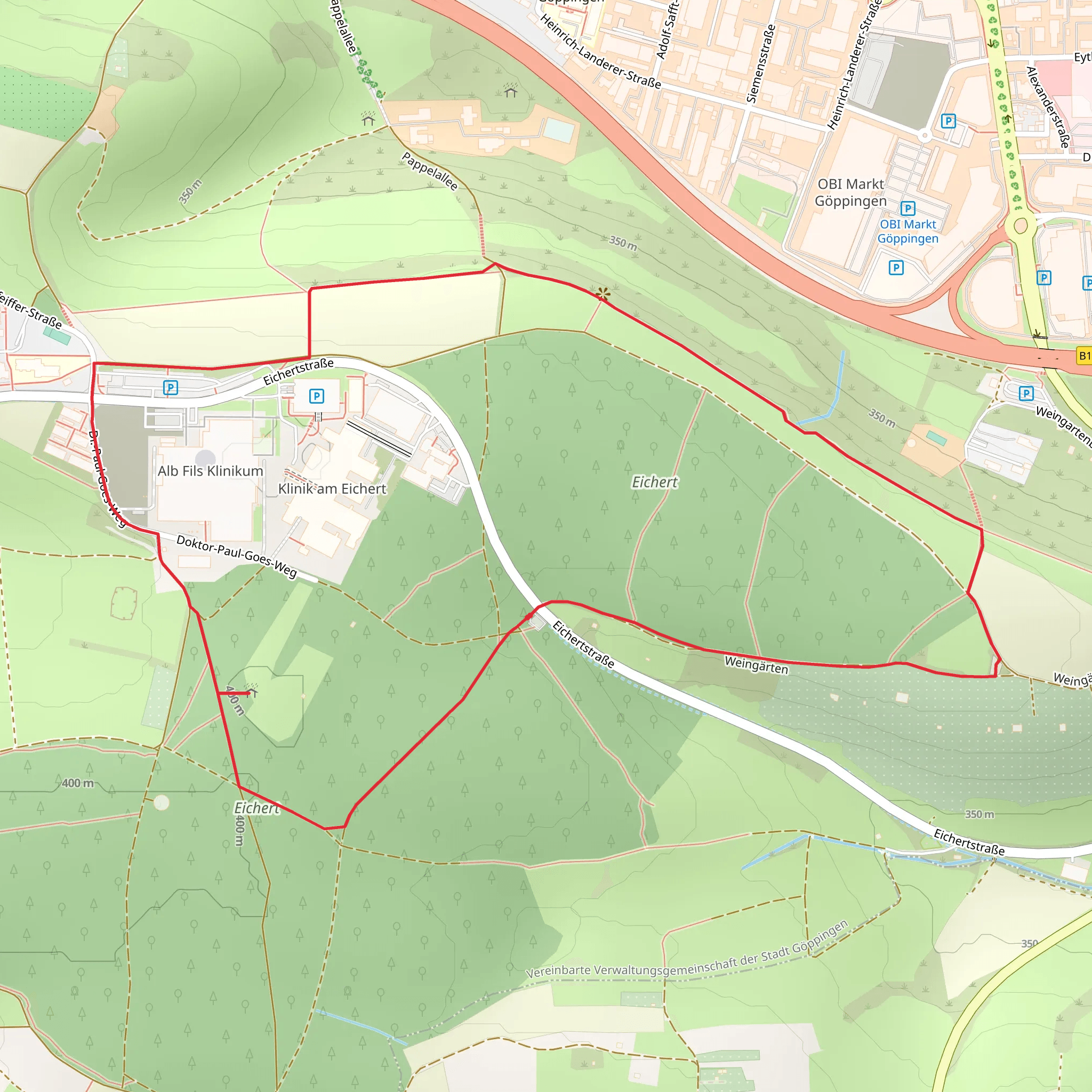 Weingärten Loop mobile static map